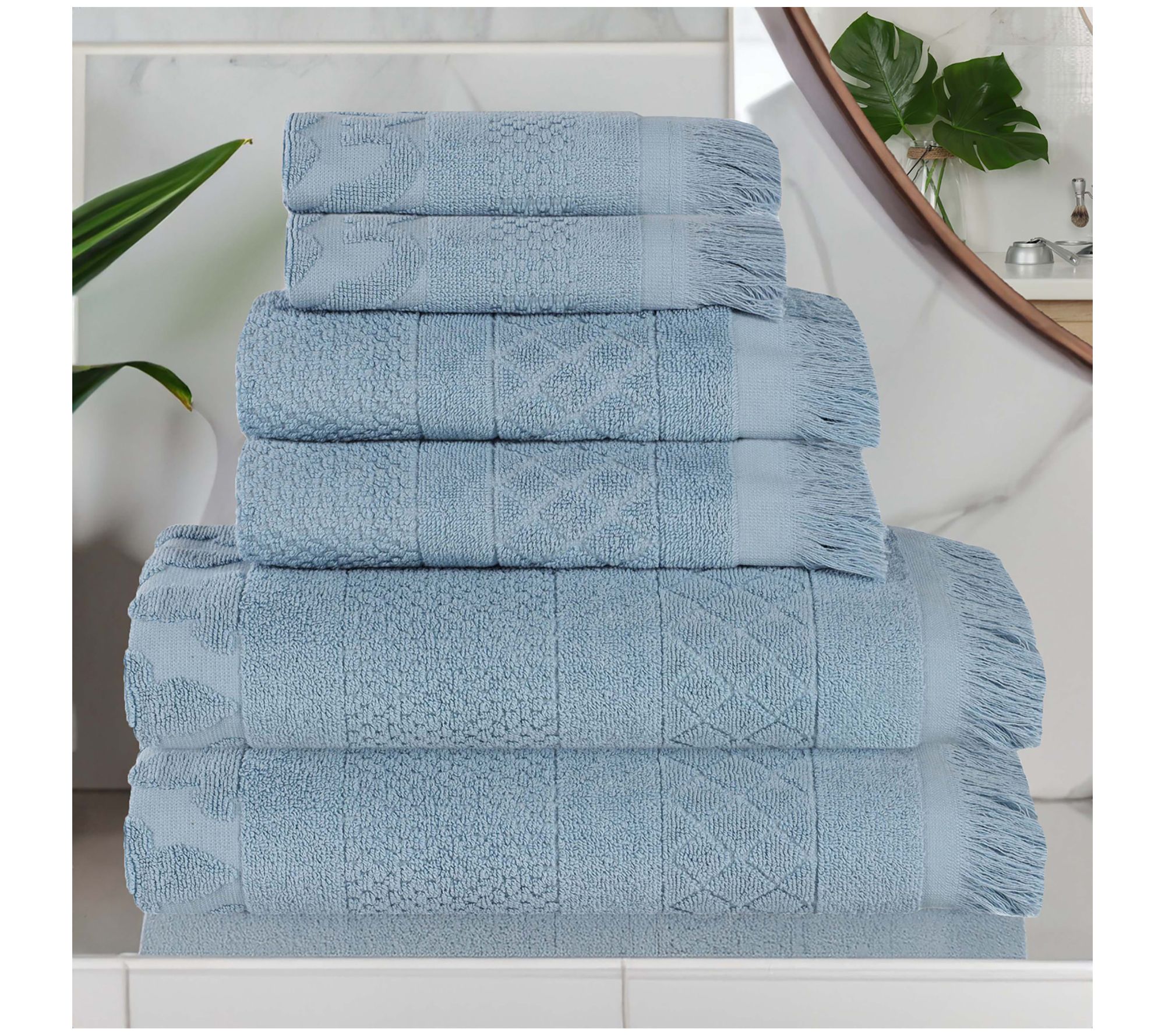 Superior Rolla Cotton Geometric Jacquard 6 Piece Towel Set