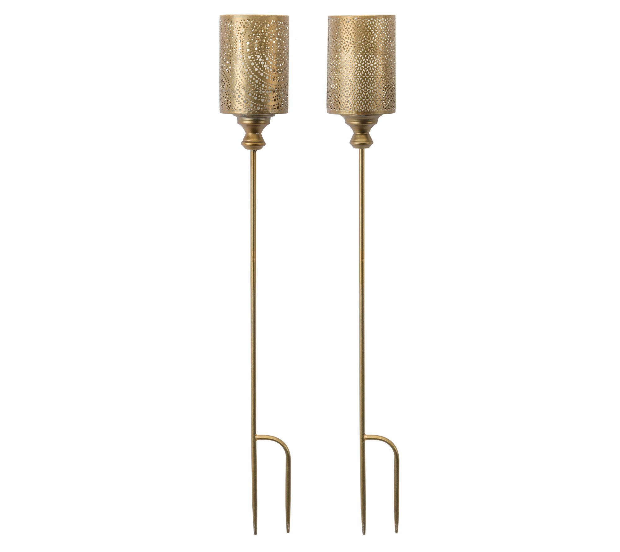 Melrose Goldtone Metal Candle Holder Garden Stakes, Set of 4