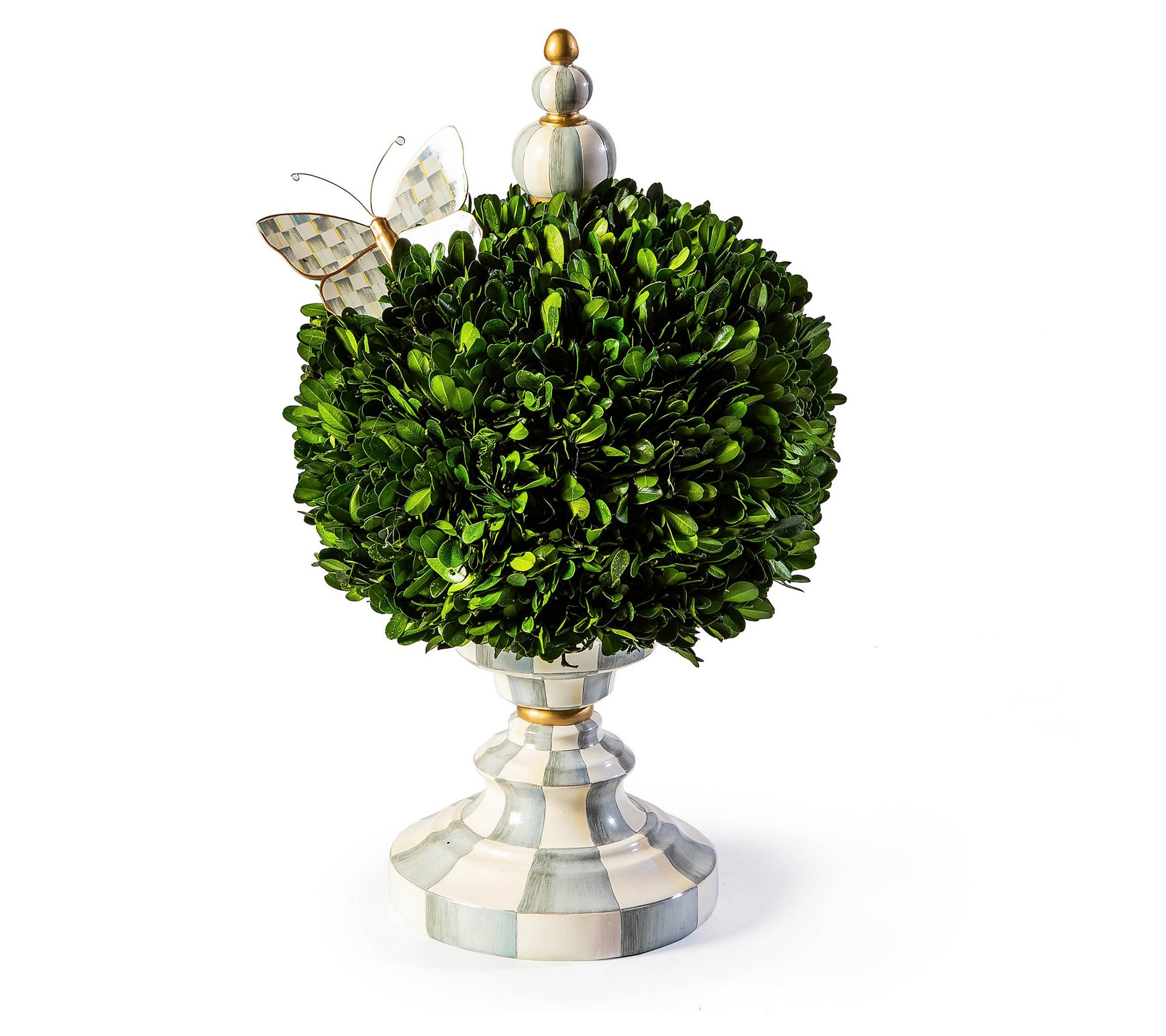 MacKenzie-Childs Sterling Check Medium Boxwood Centerpiece