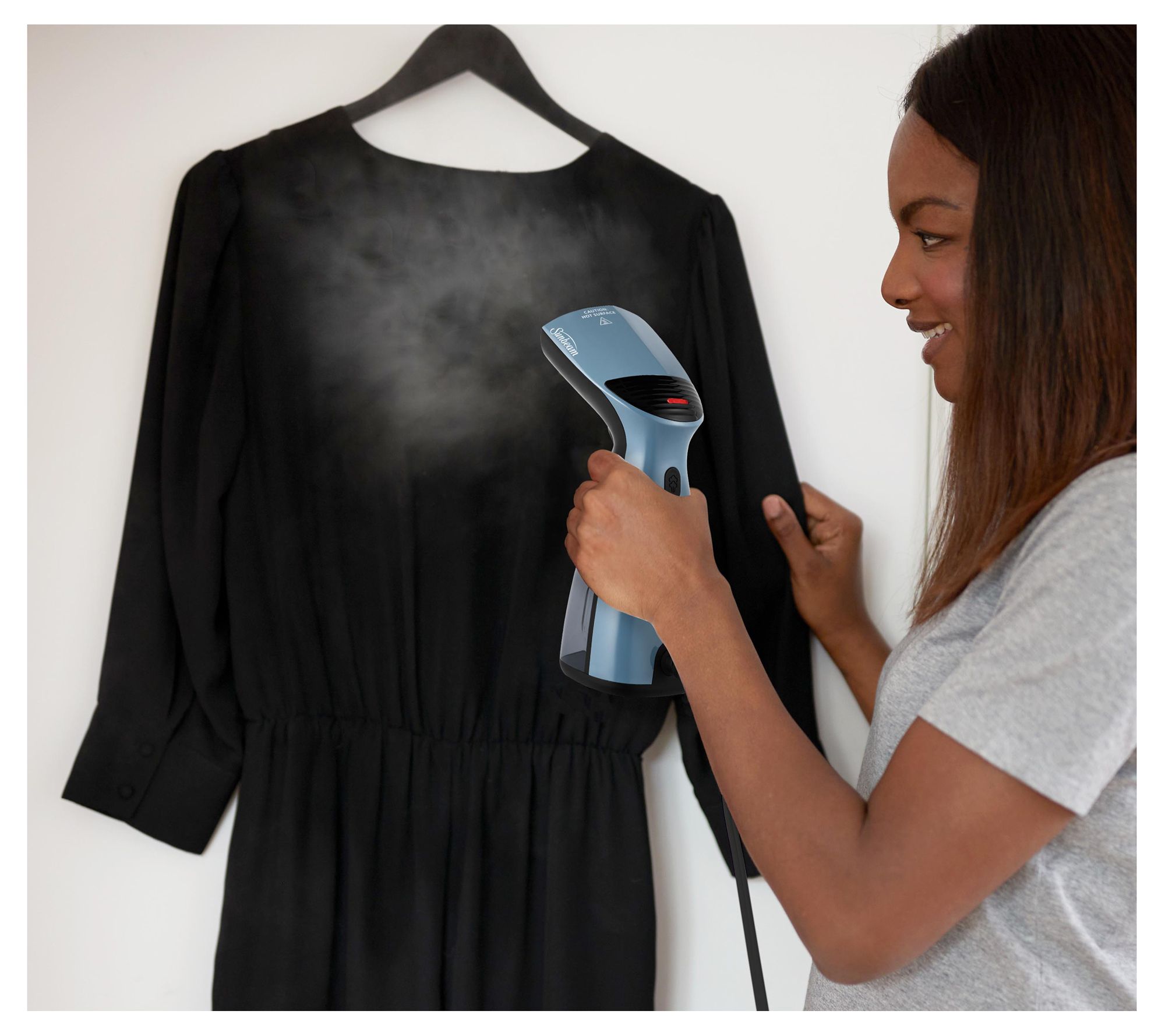 Sunbeam 1000W Compact Handheld Steamer w/ BrushAttachment