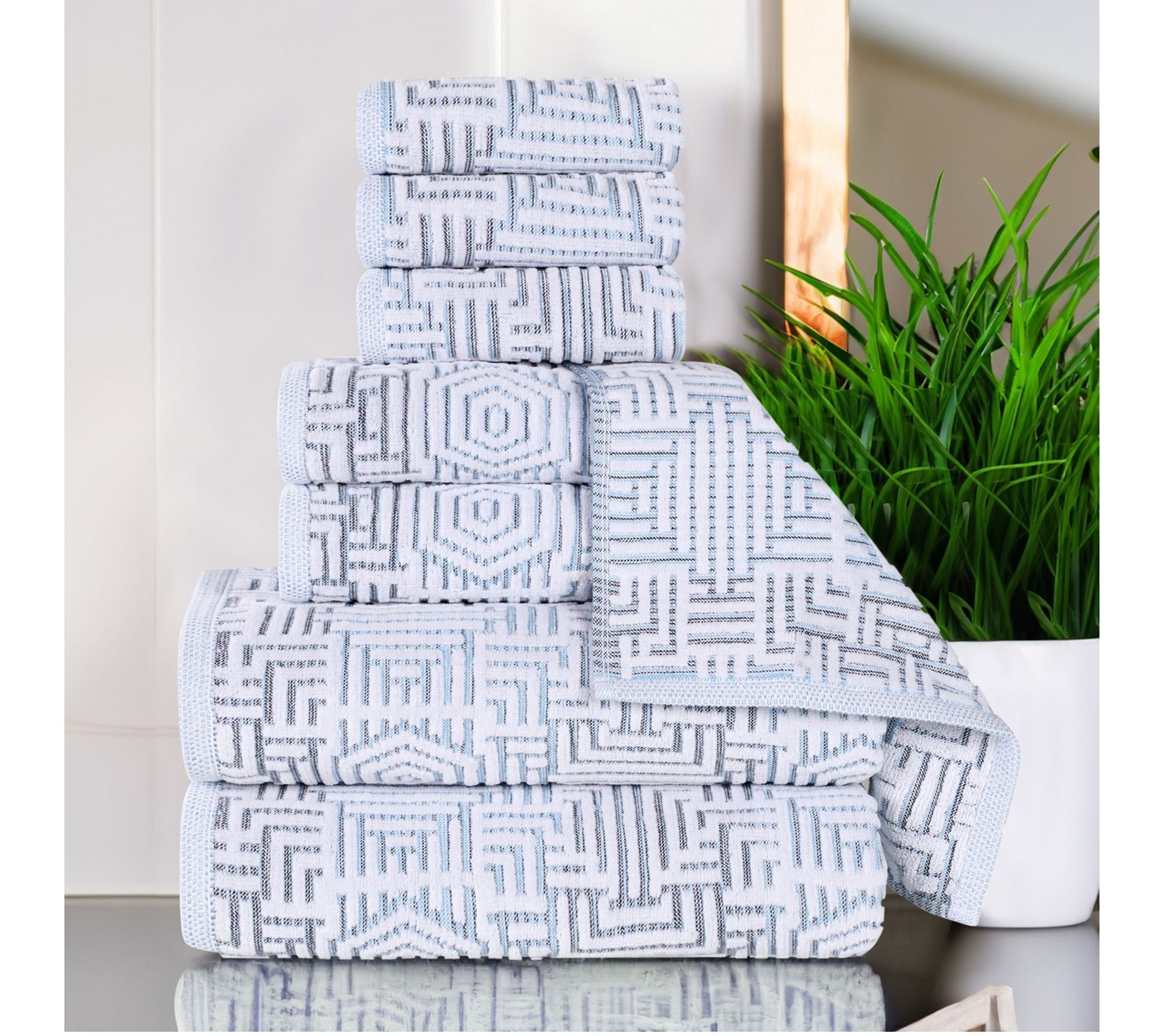 Superior Cotton Jaq Plush Abso rbent 8-Piece T owel Set