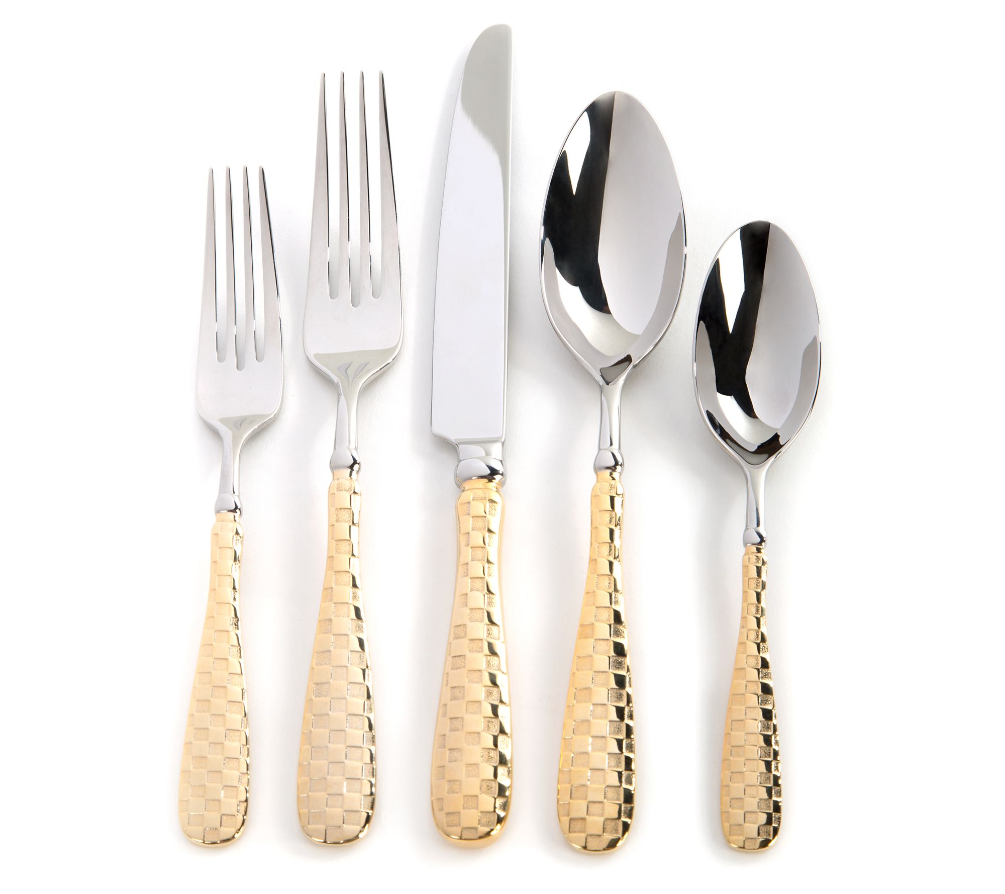 MacKenzie-Childs Gold Check Flatware 5-Piece Place Setting