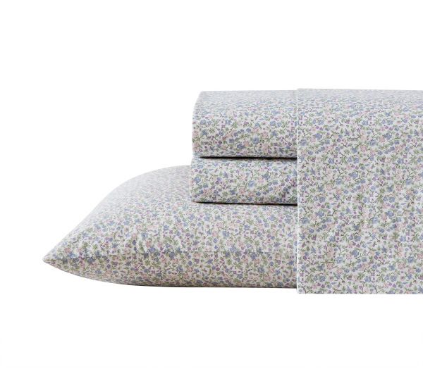 Laura Ashley Em ogene Purple Co tton King Sheet Set