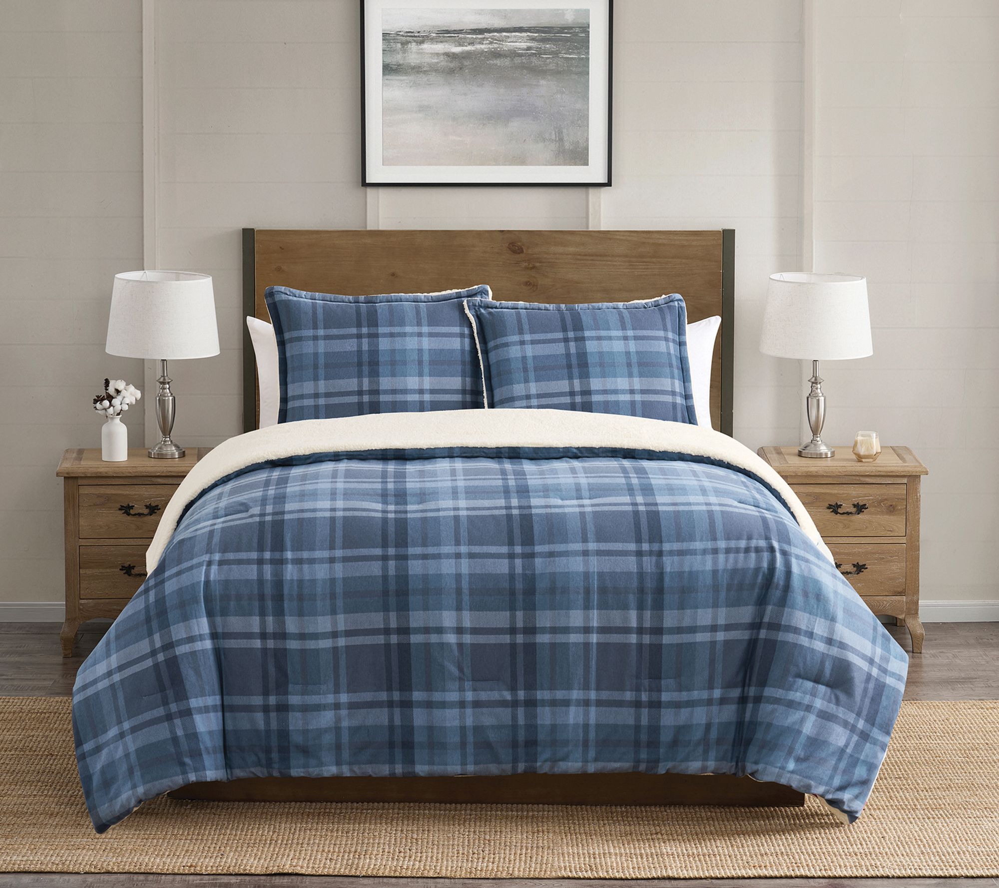VCNY Home Plaid 3-Piece Brushed Cotton Comforter Set, F/ Q