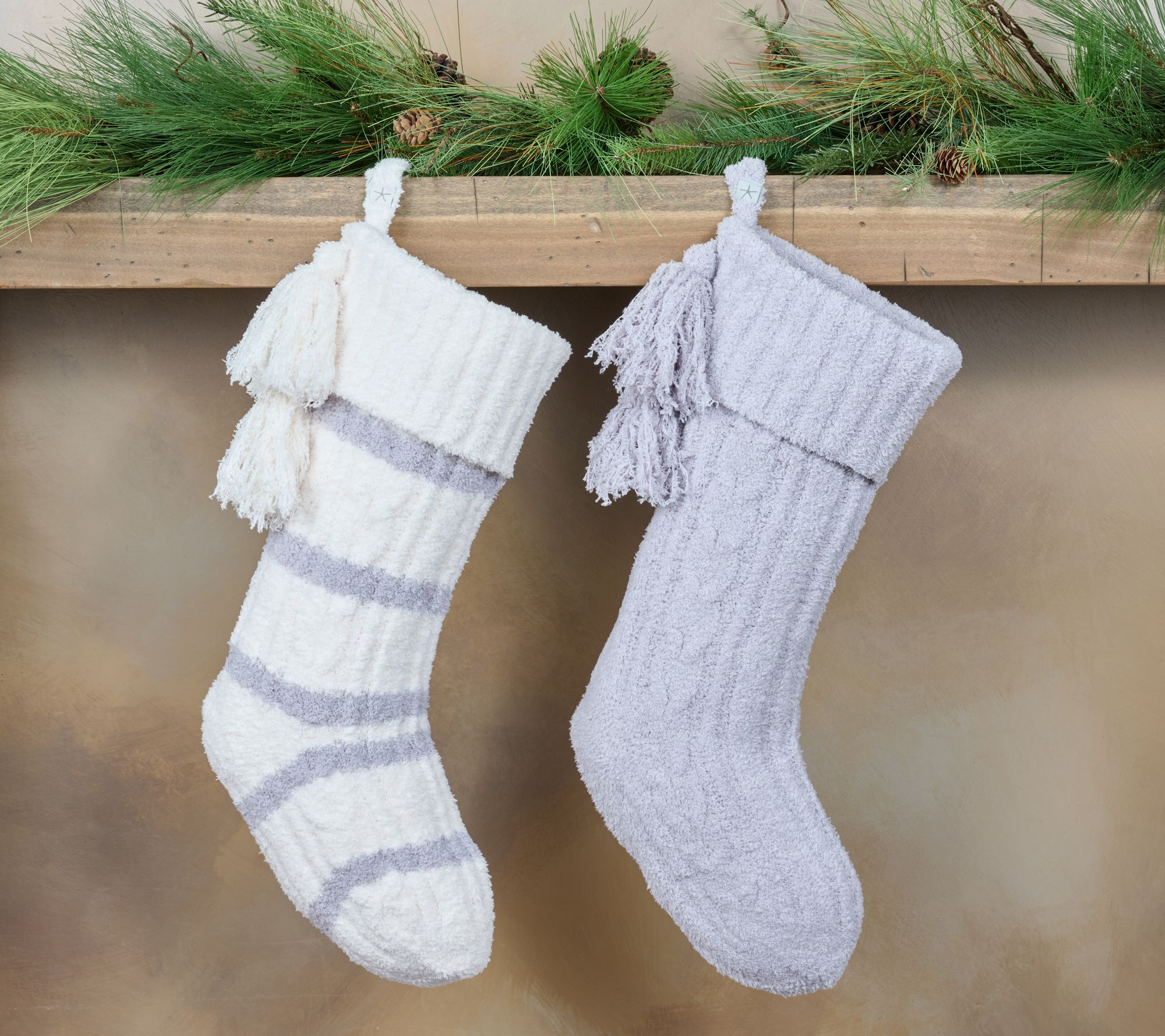Barefoot Dreams CozyChic Set of 2 Stockings with Tassels