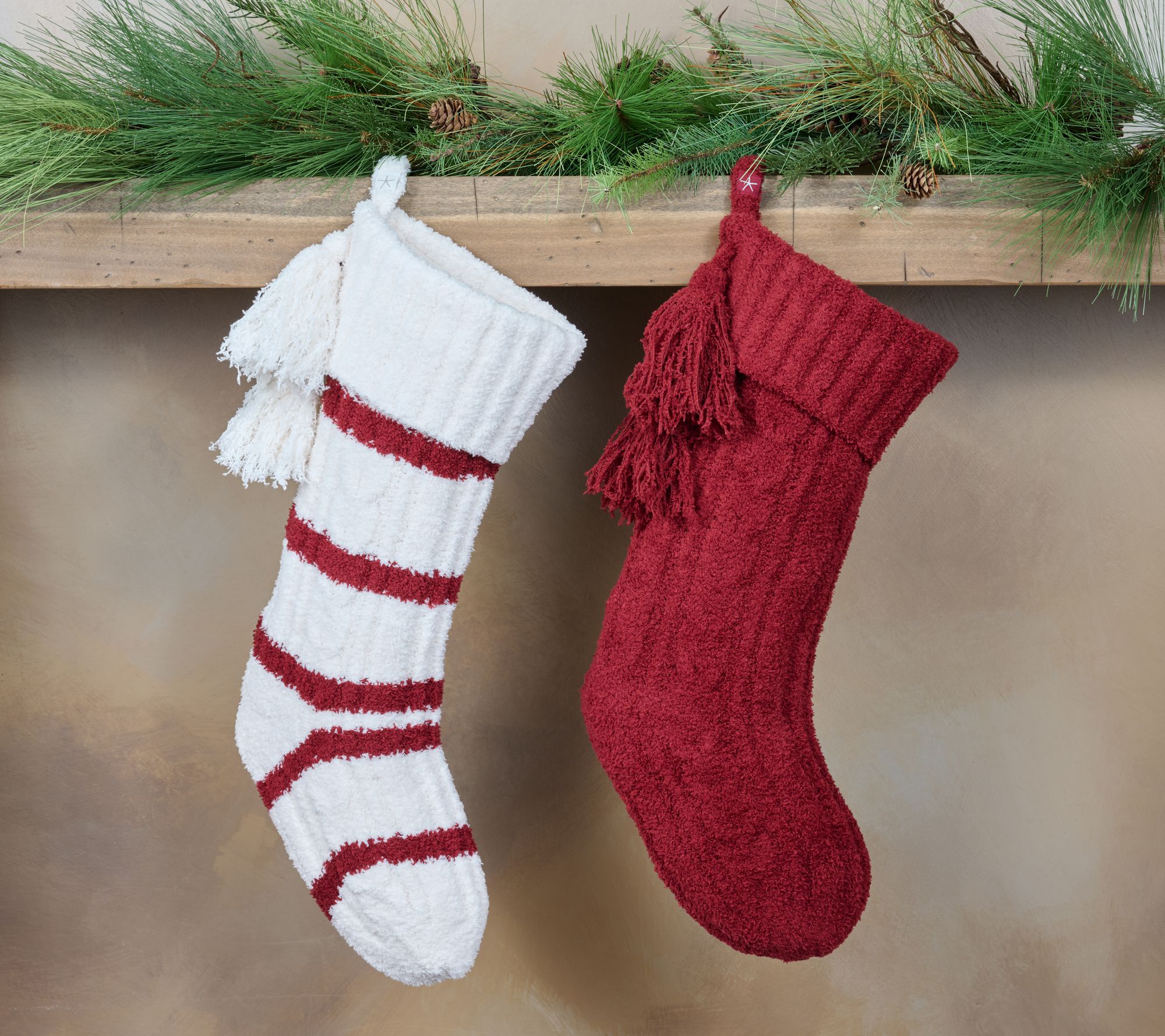 Barefoot Dreams CozyChic Set of 2 Stockings with Tassels