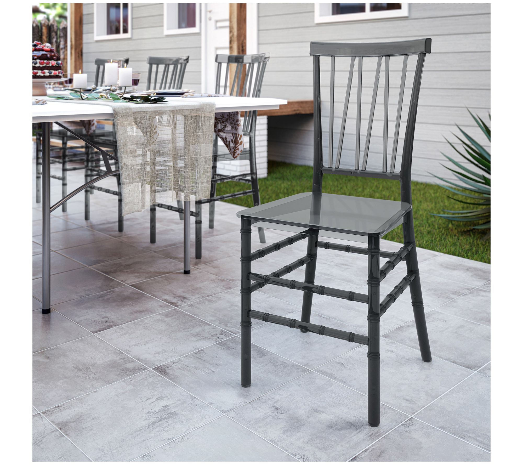 Techni Home Set of 4 Stackable Chiavari Style Acrylic Chairs