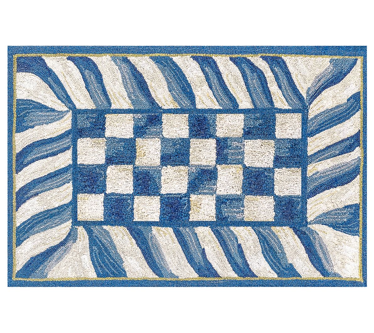 MacKenzie-Childs Truly Royal Check 2' x 3' Washable Rug