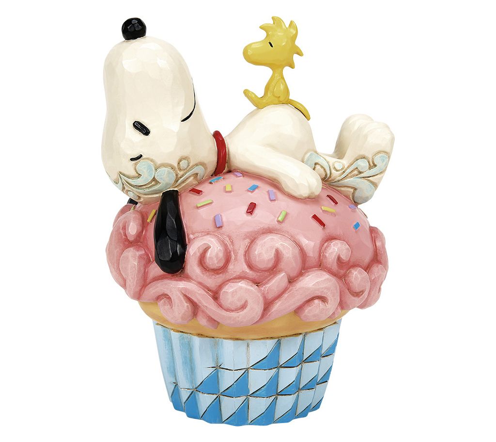 Peanuts by Jim Shore Snoopy Laying on Cupcake Figurine 5"H