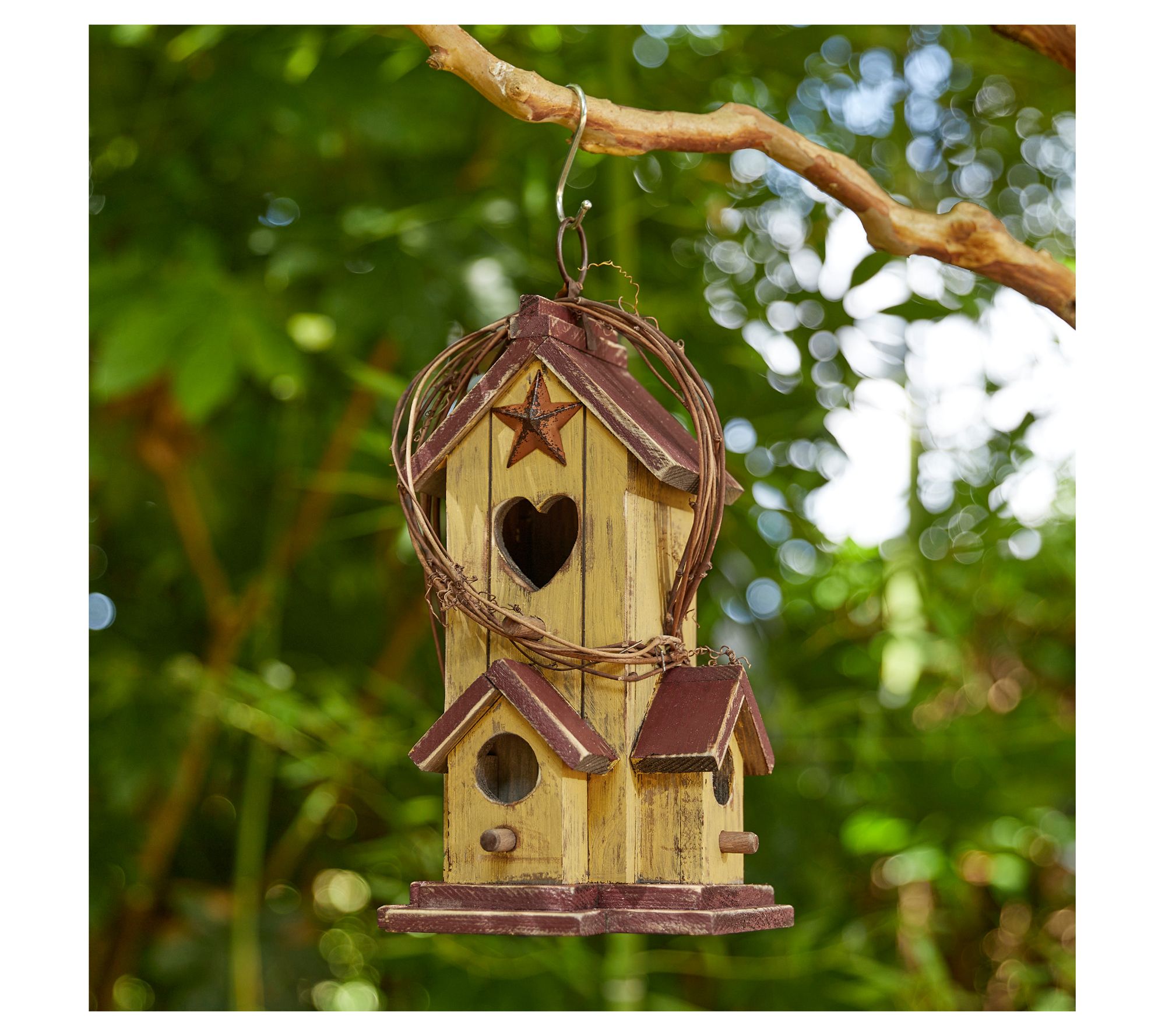Glitzhome 12" Wooden Distressed Cottage Decorative Birdhouse