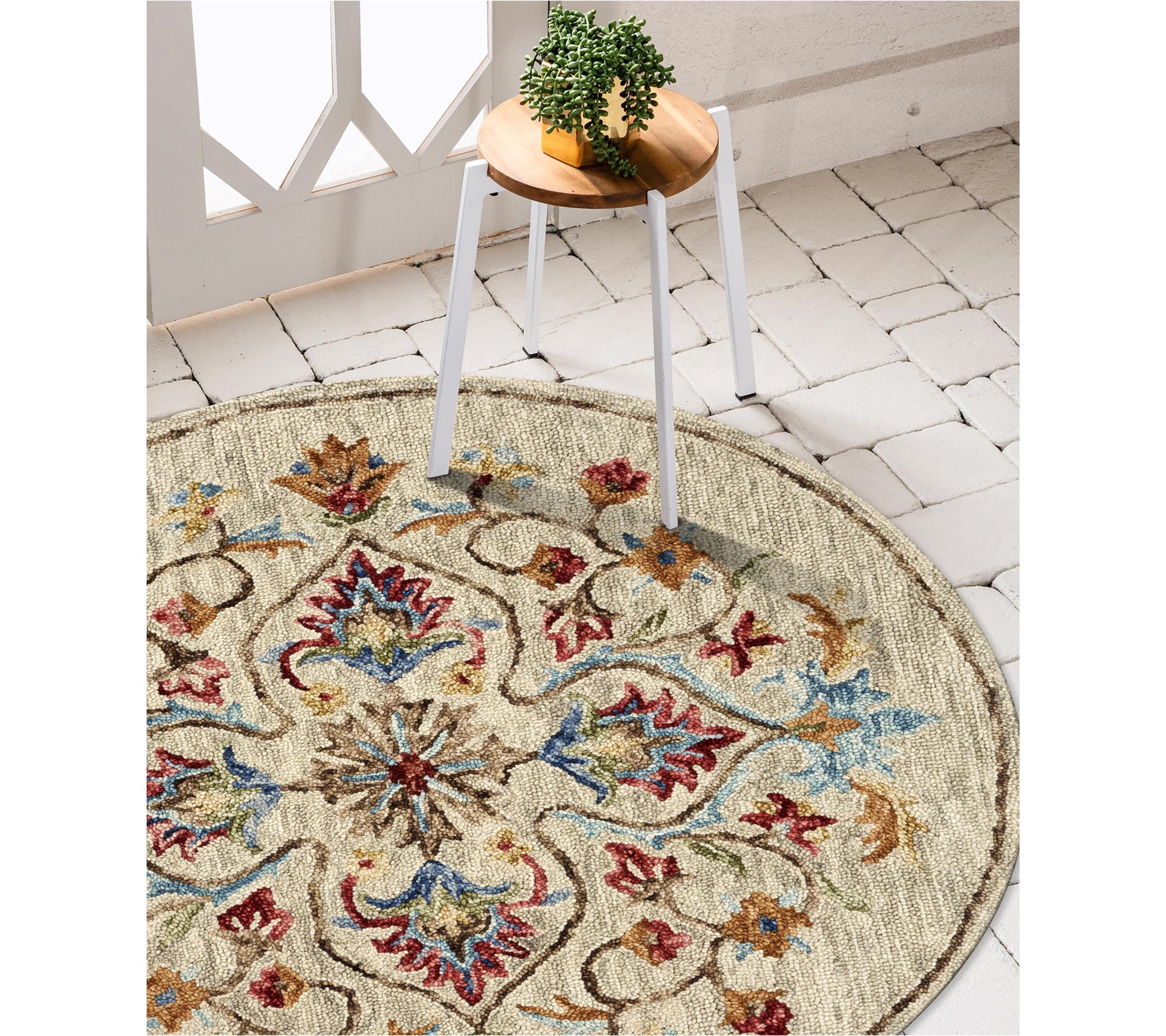 Ox Bay Floral Medallion Hand-Tufted Wool IndoorRug, 6' Round