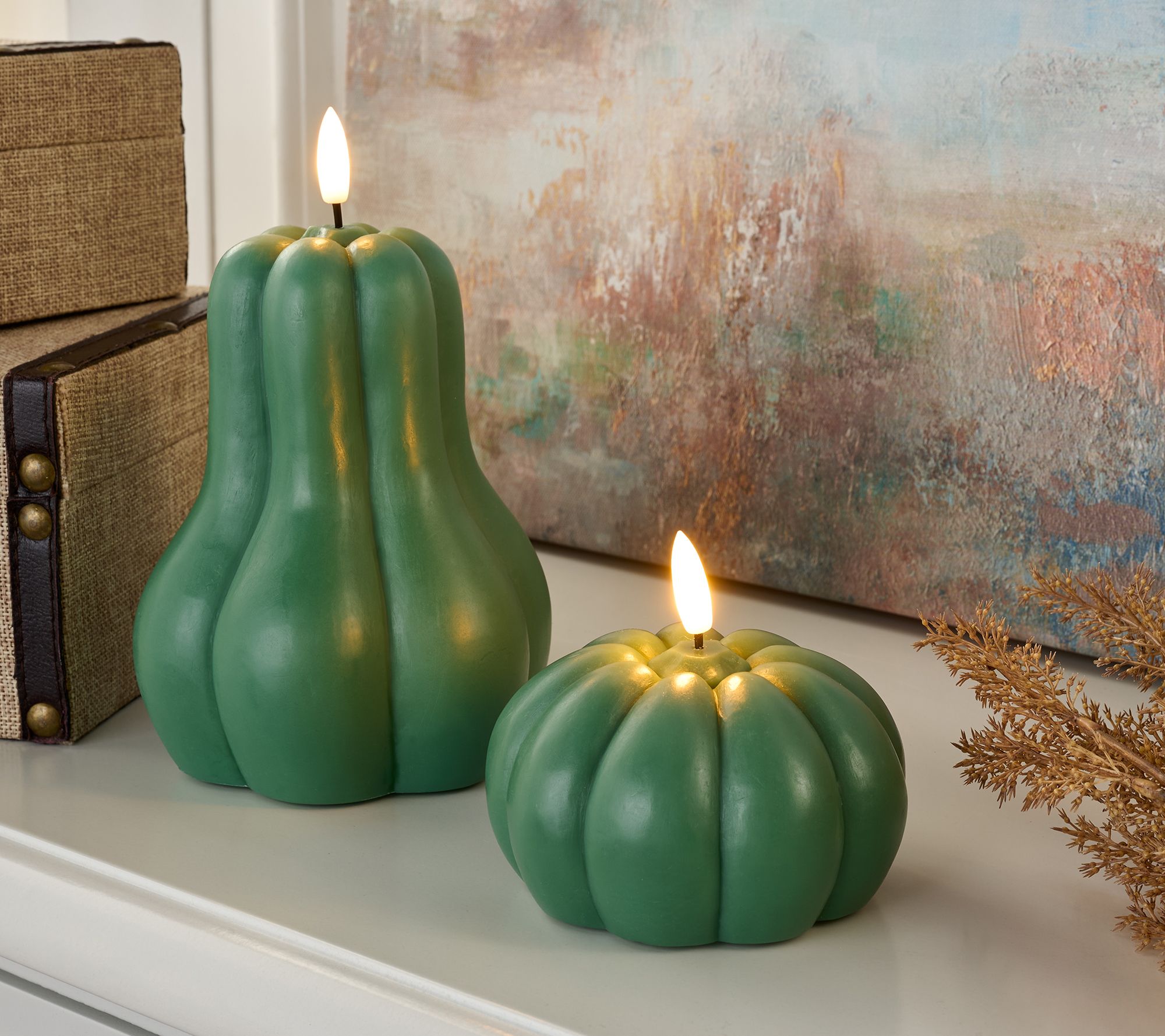  Home Reflections S/2 Flameless Pumpkin Figural Candles