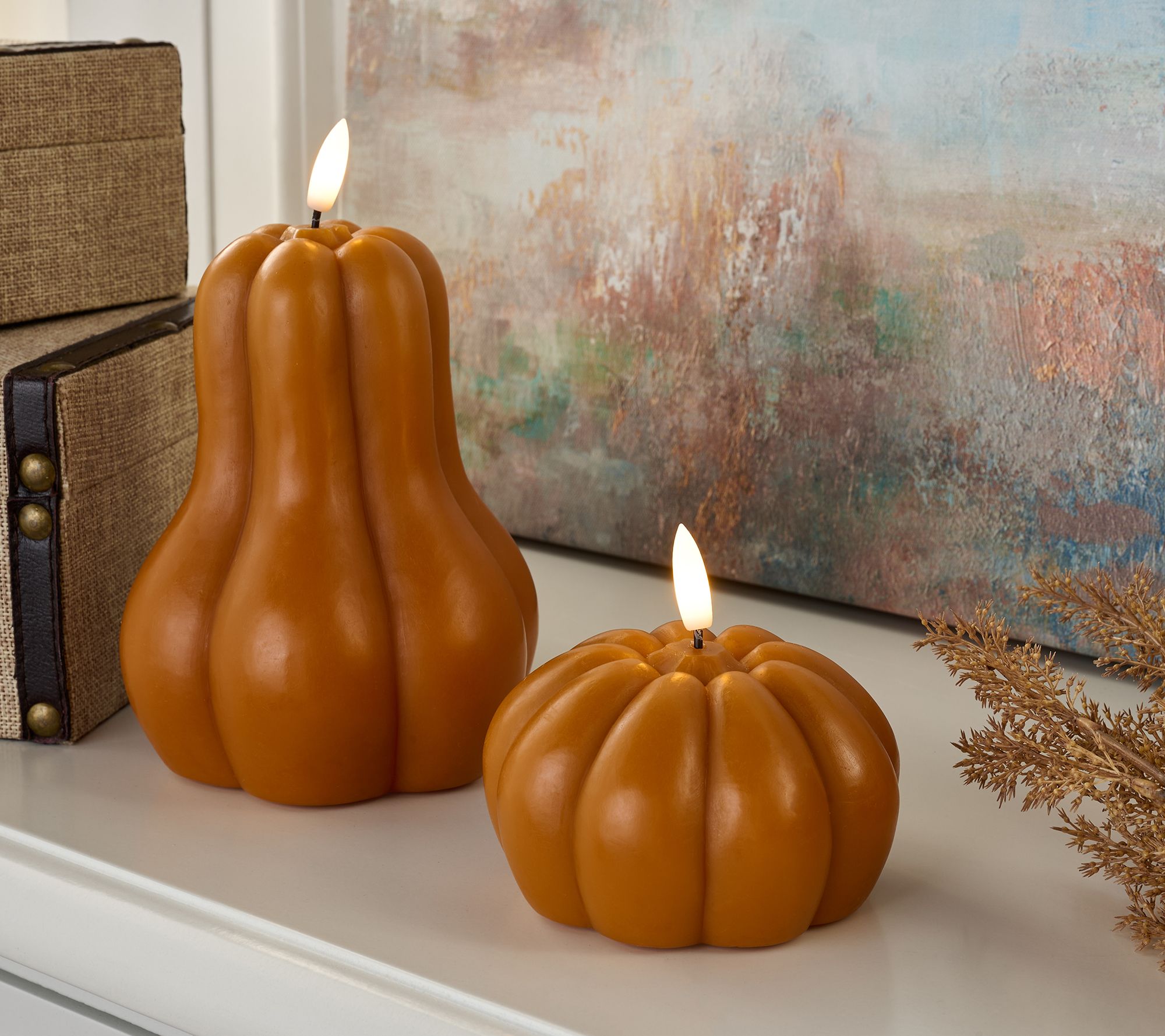 Home Reflections S/2 Flameless Pumpkin Figural Candles