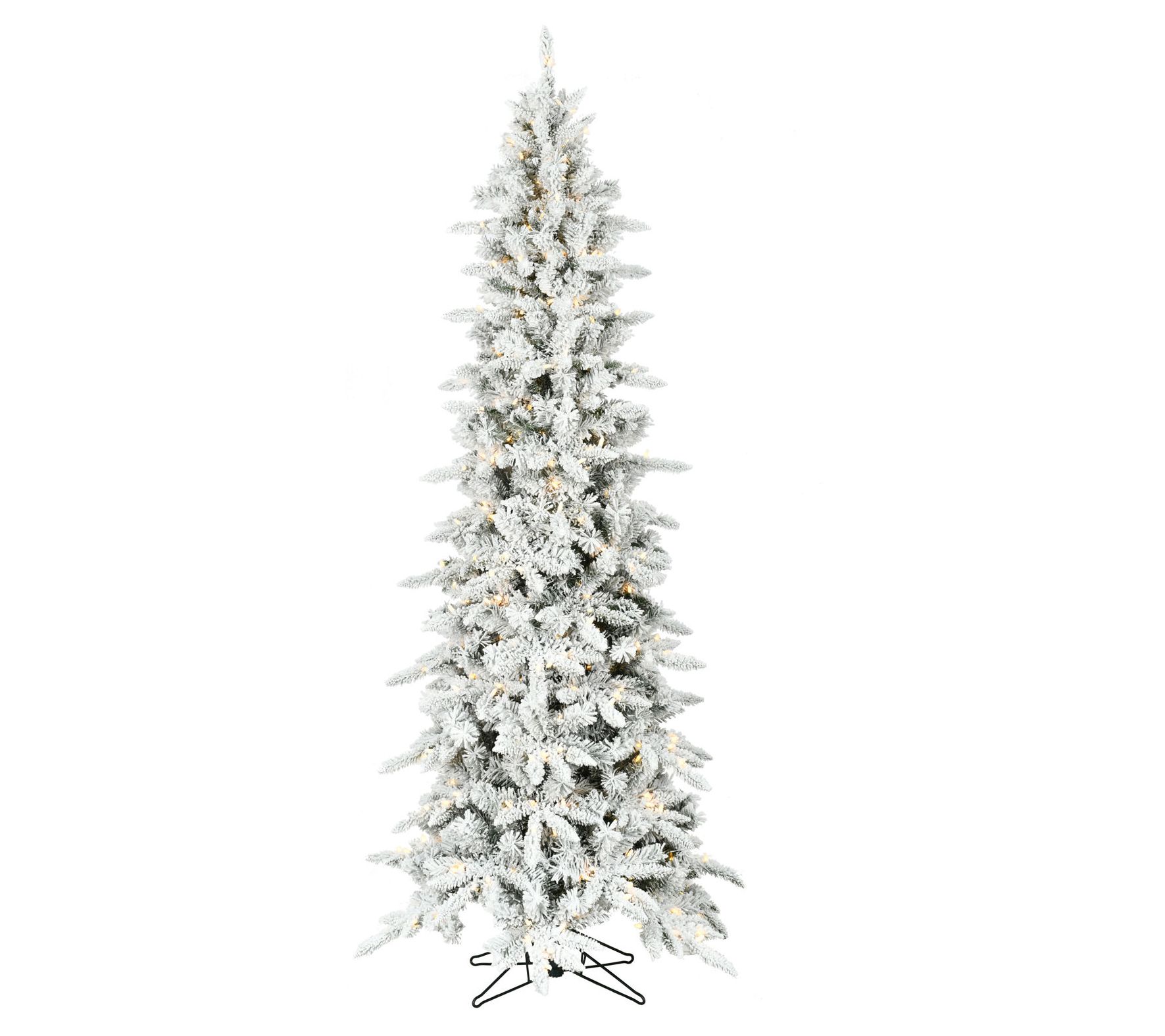 Fraser Hill Farm 6.5-Ft. Slim Mountain Pine Flocked Pre-Lit