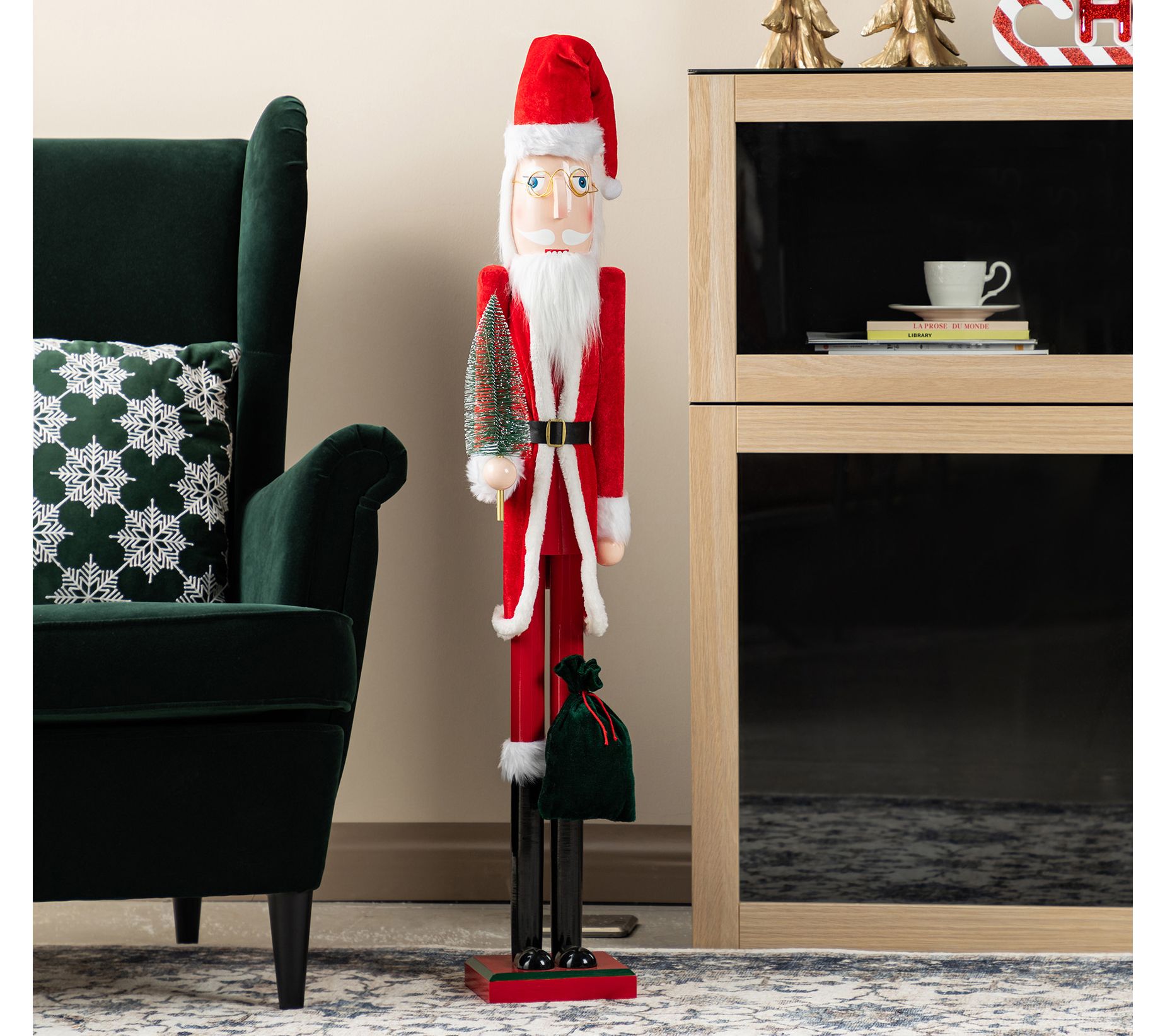 Glitzhome 42"H Wooden Christmas Santa Nutcracker