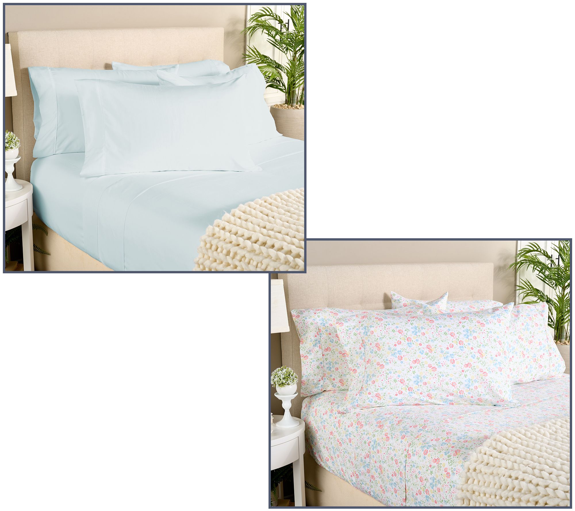 "As Is" Home Reflections 2pk Double Brushed Sheet Sets w/ Extra Cases