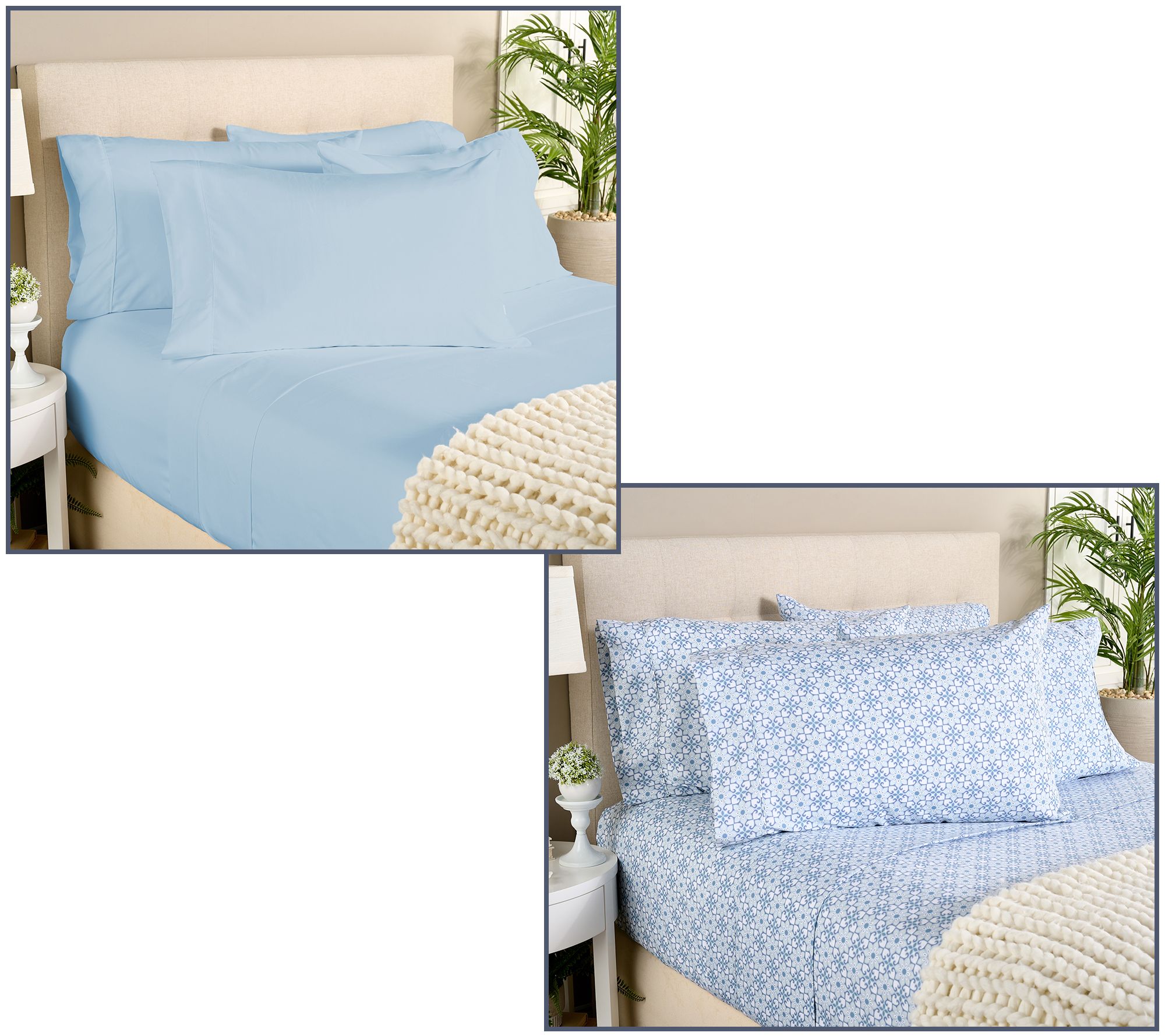 "As Is" Home Reflections 2pk Double Brushed Sheet Sets w/ Extra Cases