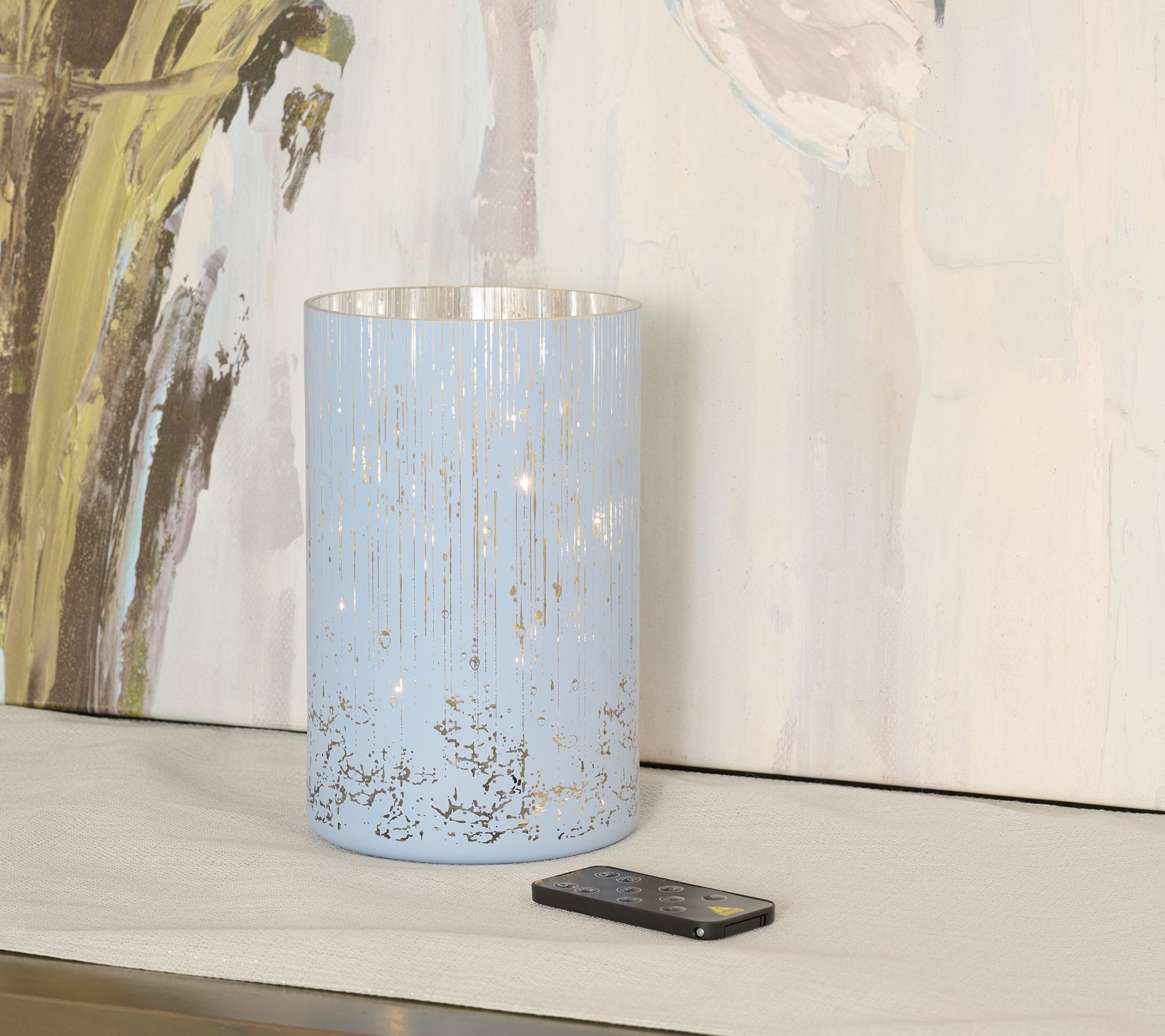  8" Relaxing Rainfall Lit Hurricane With Sound by Valerie