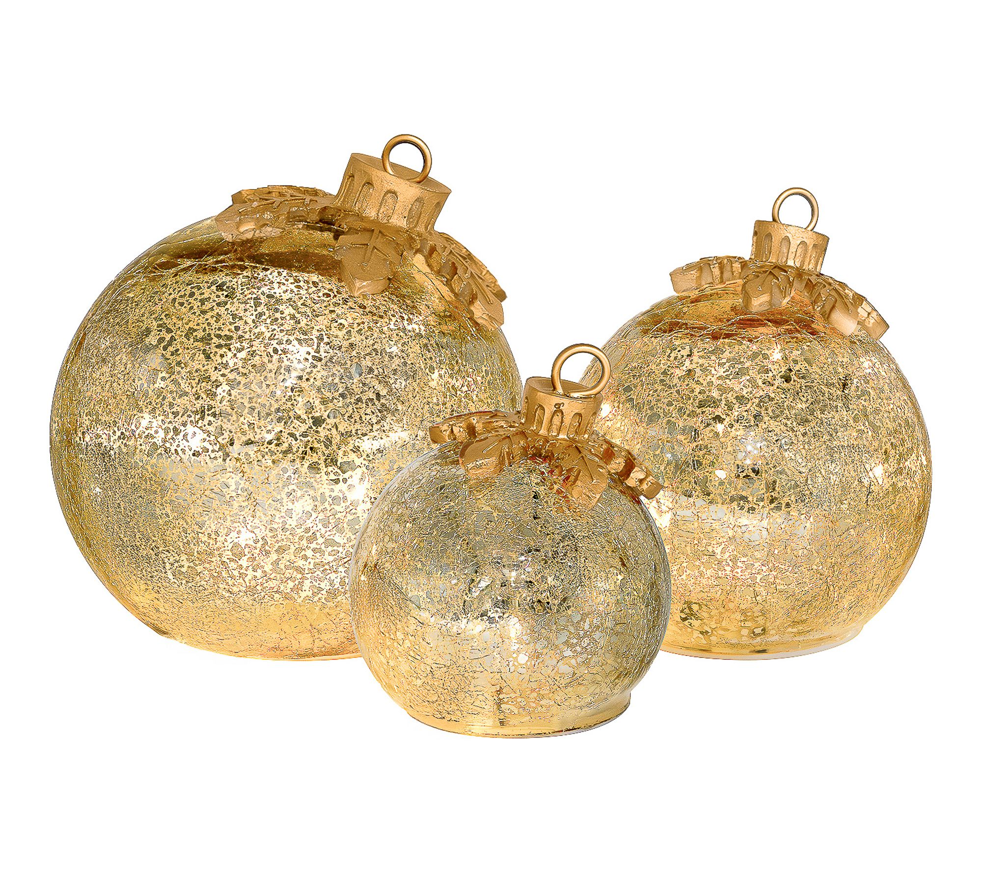 LumaBase Glass Tabletop Christmas Ornaments Setof 3