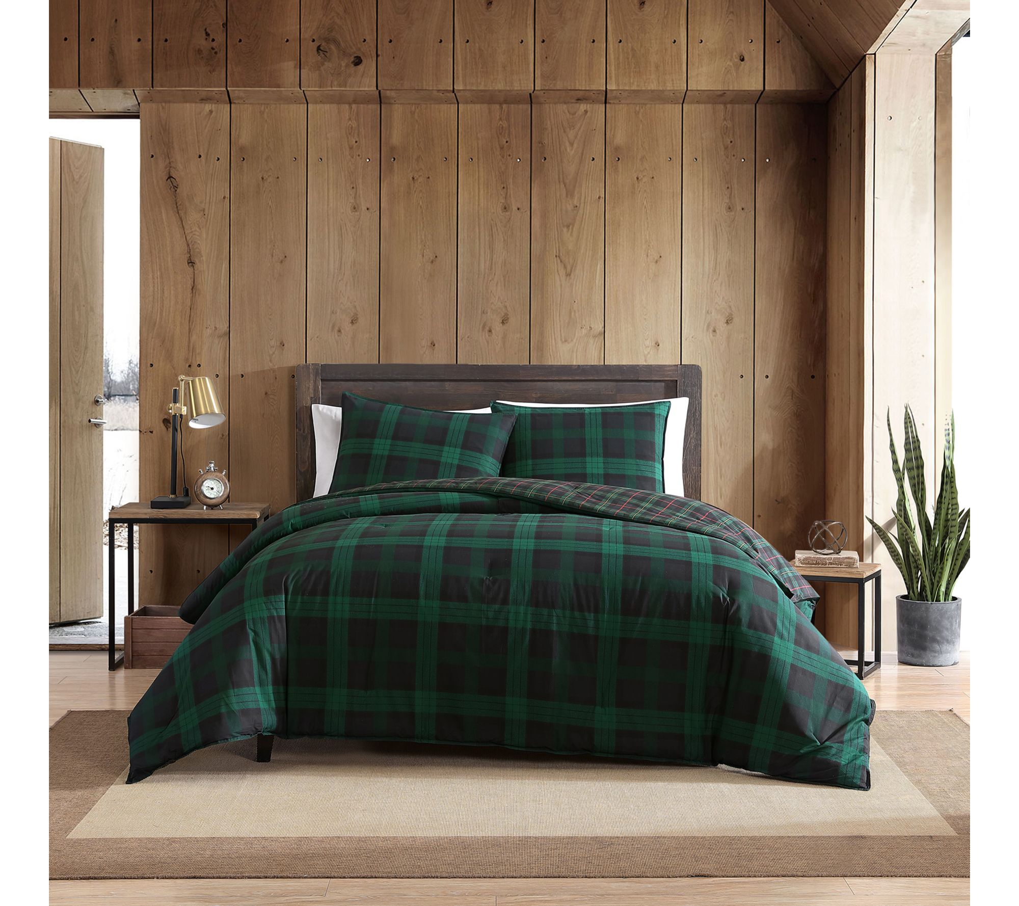 Eddie Bauer Tartan Green Cotton Full/Queen Comforter Set