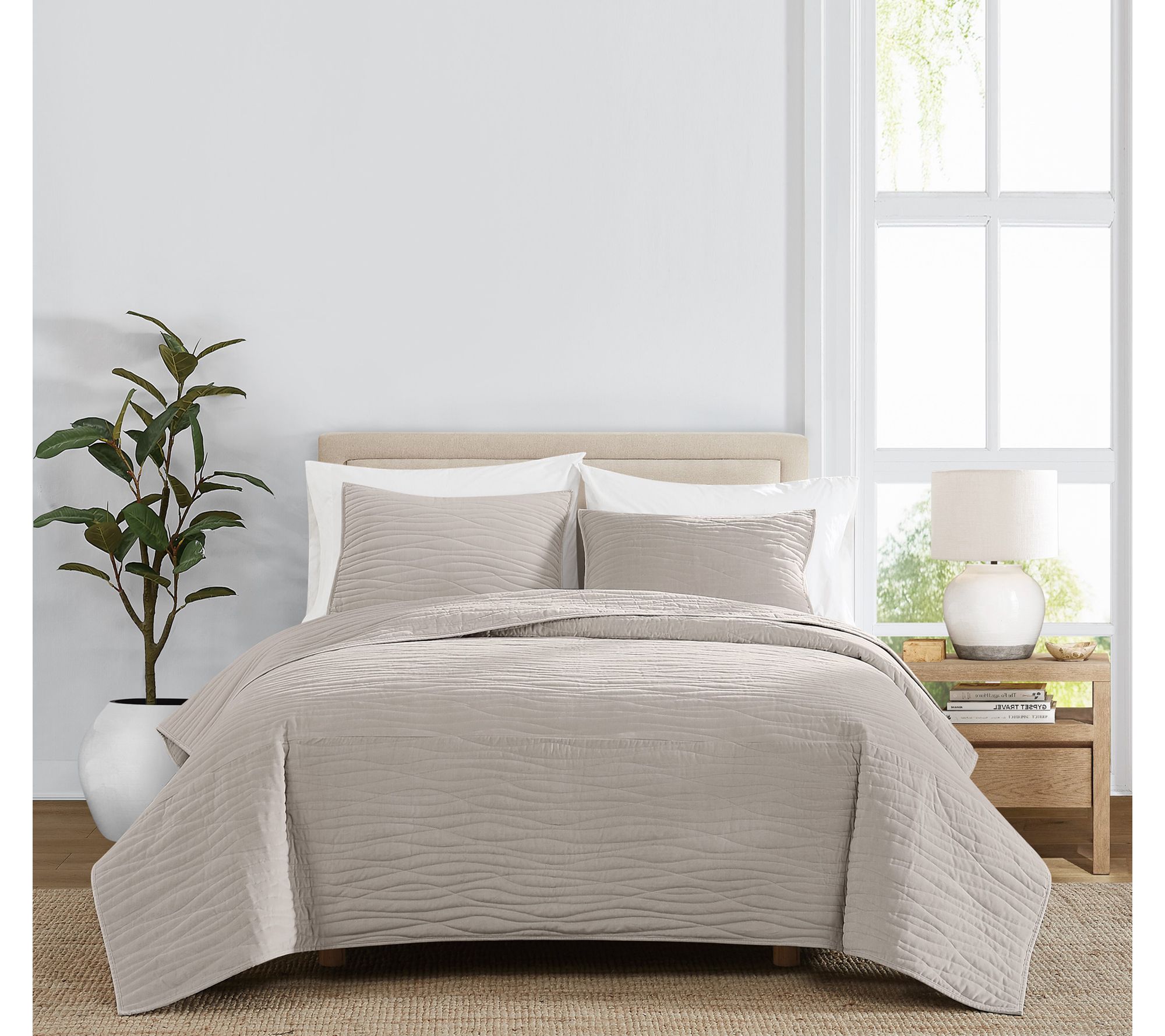 Royal Velvet Wavy Cotton Velvet Full/Queen Quilt Set