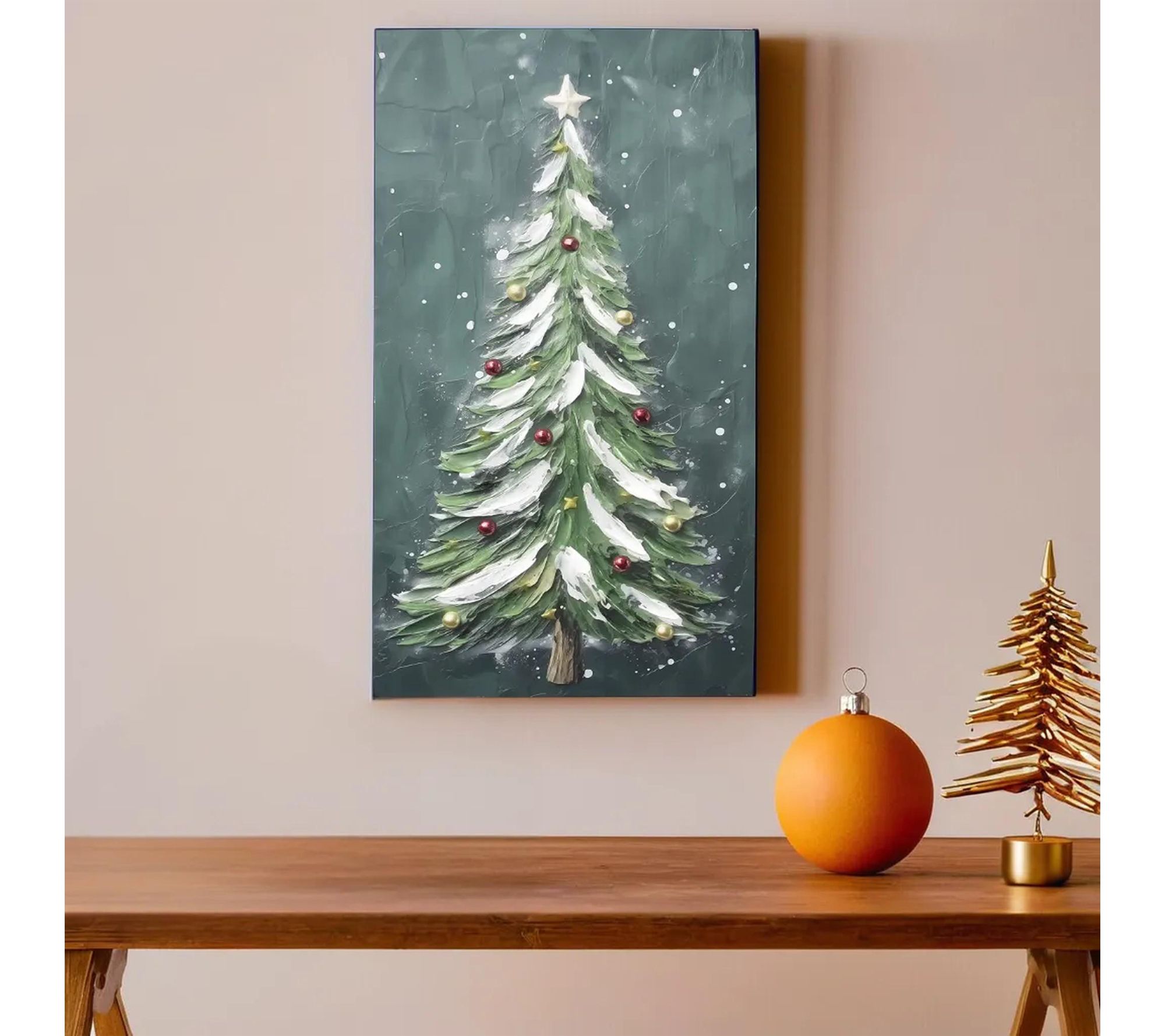 Young's Canvas Christmas Tree Covered in Snow Wall Art