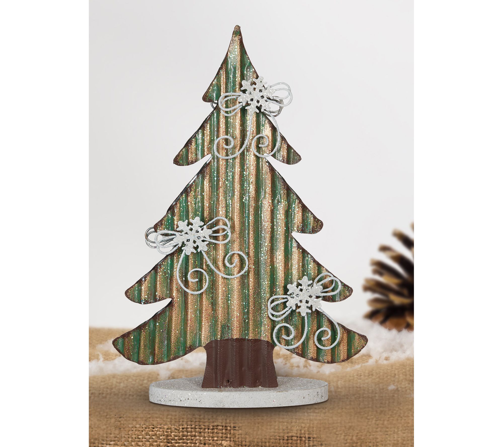 Sunset Vista Designs Bow & Snowflake Glittered Tree, 11"