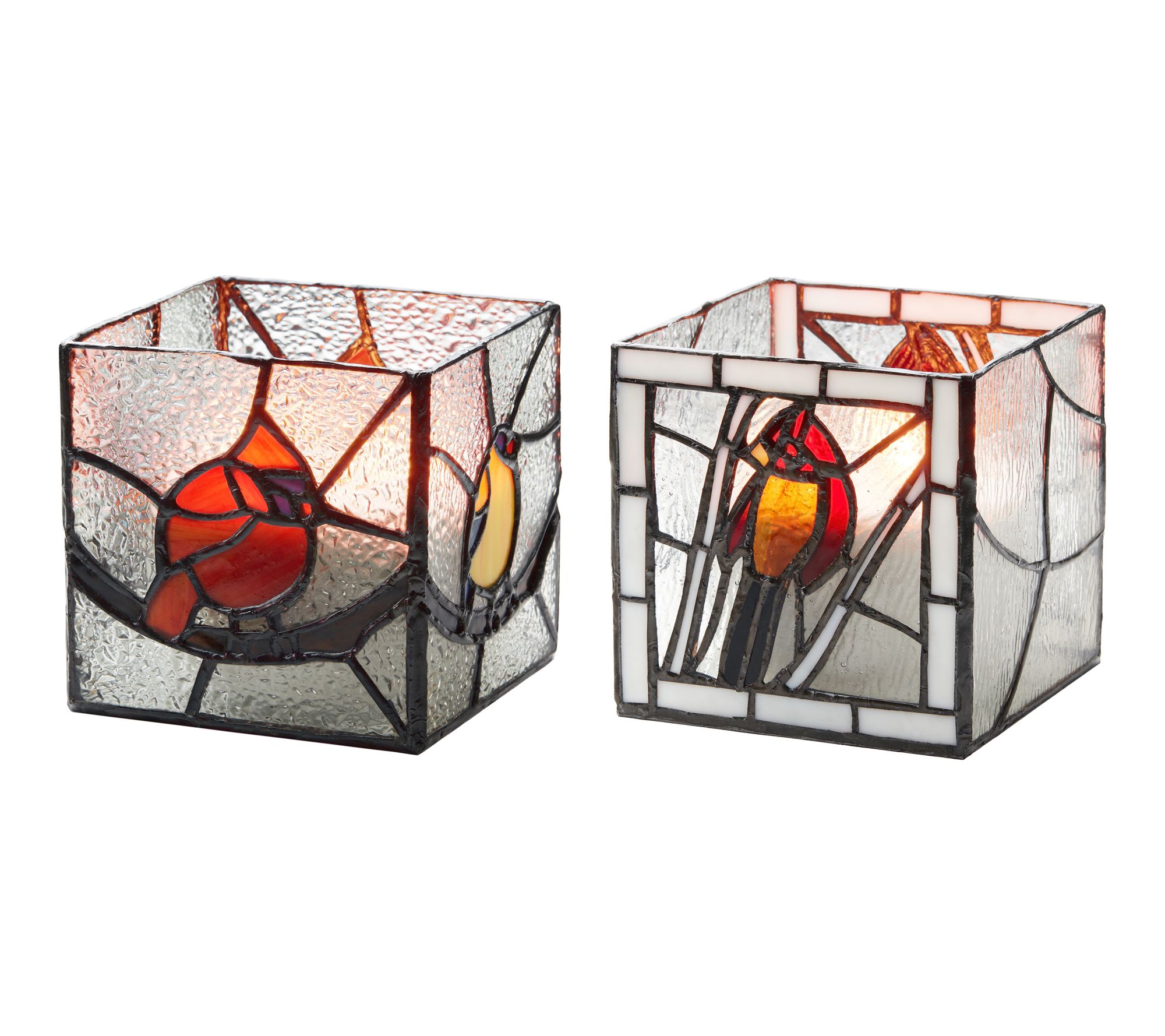 River of Goods Birds Stained Glass Candle Holder Set