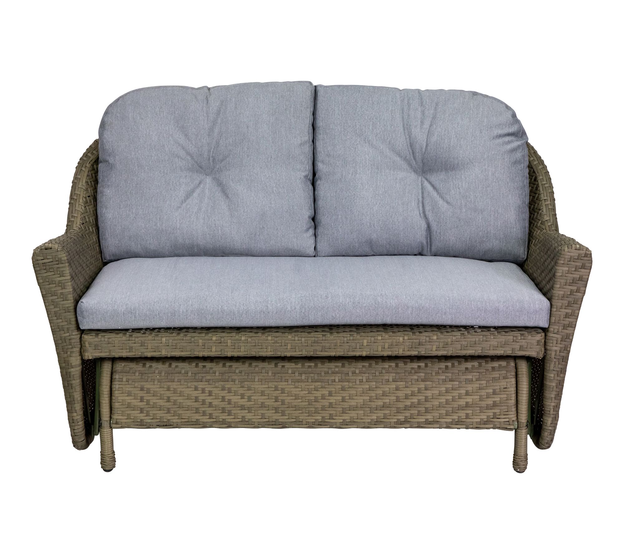 Northlight 46" Gray Resin Wicker Double Glider w/ Cushions