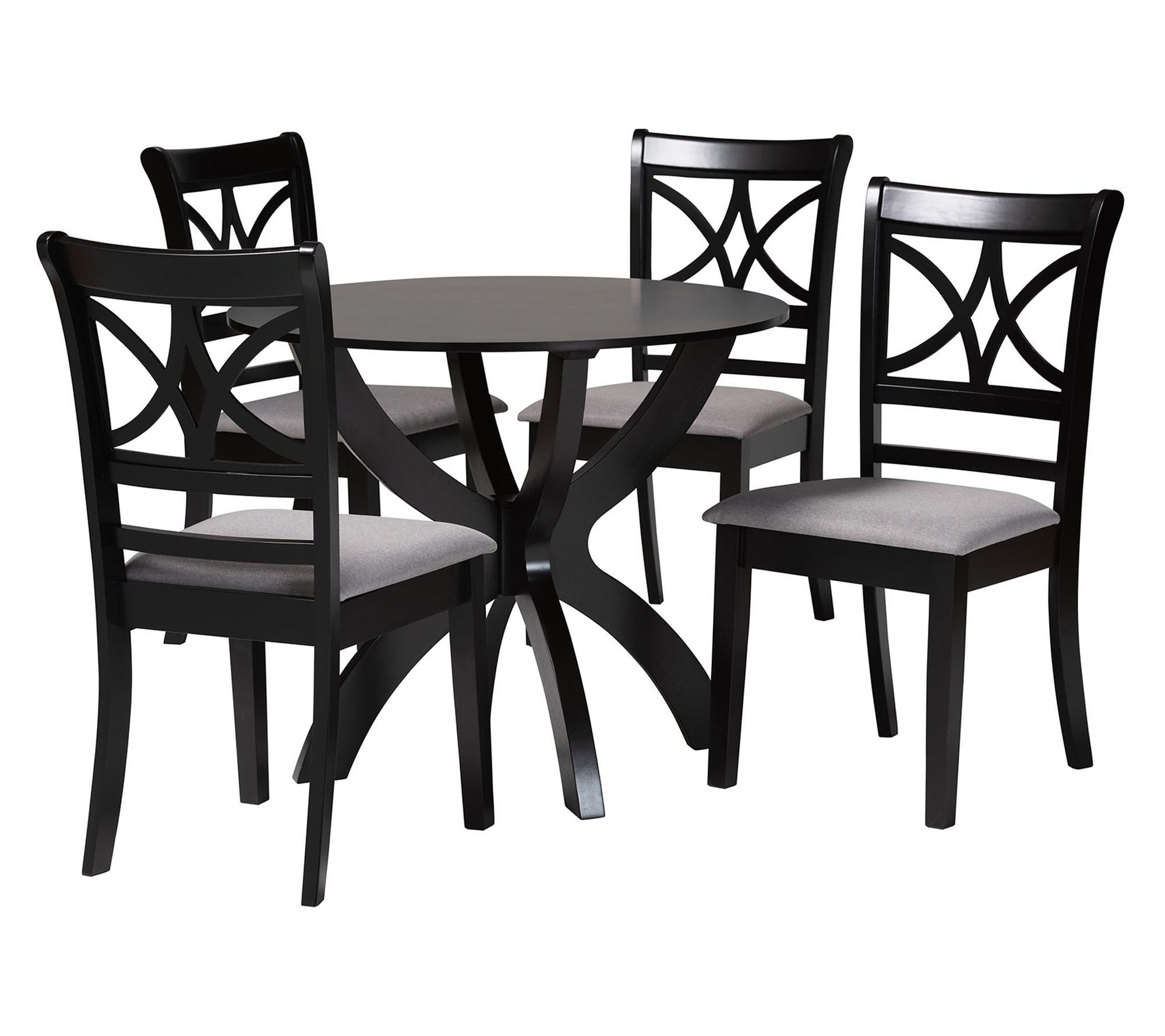 Baxton Studio Noemi Fabric and Wood 5-Piece Dining Set