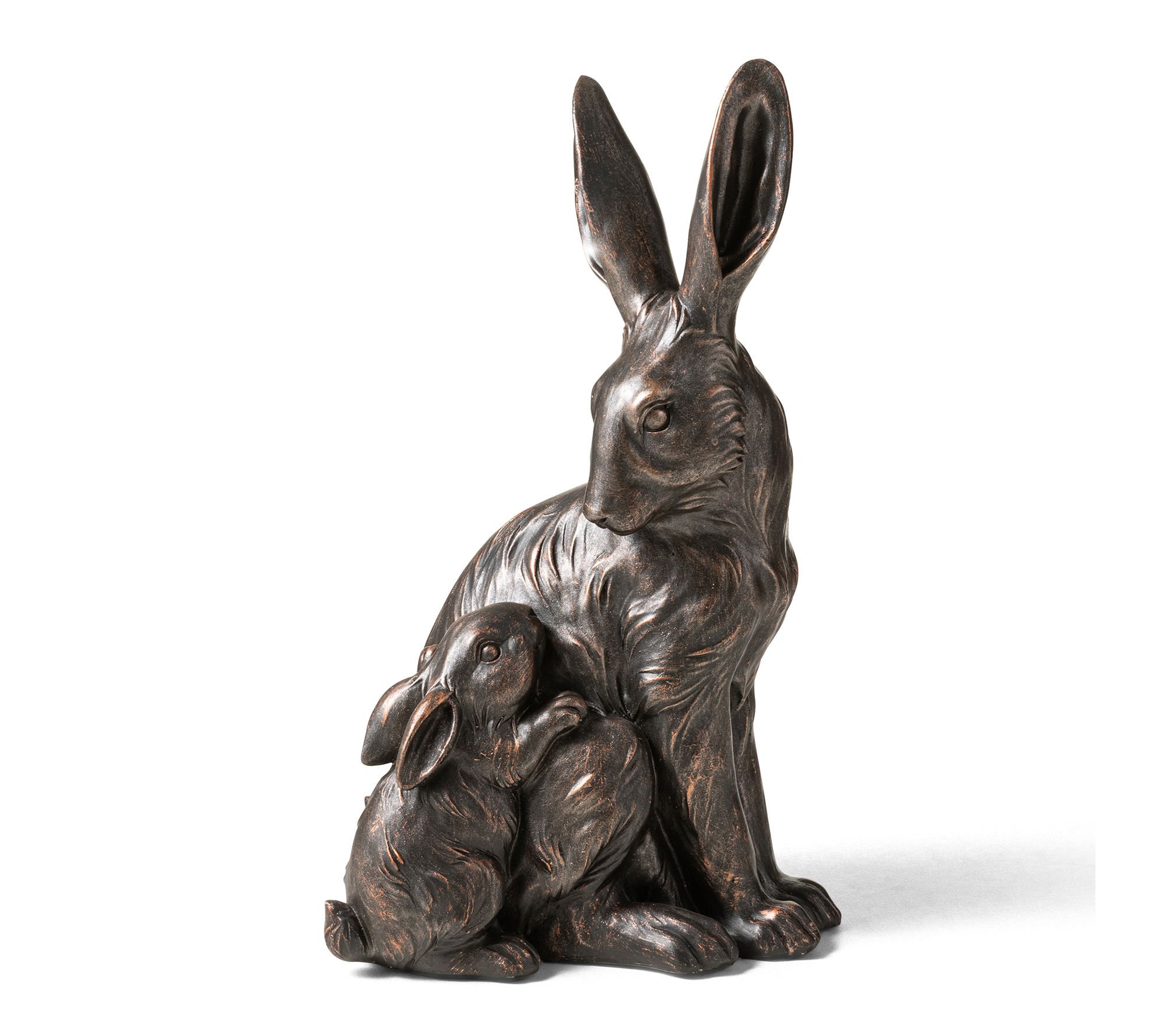 Glitzhome 21.25''H MGO Bronze Mom and Baby Rabbit Statue