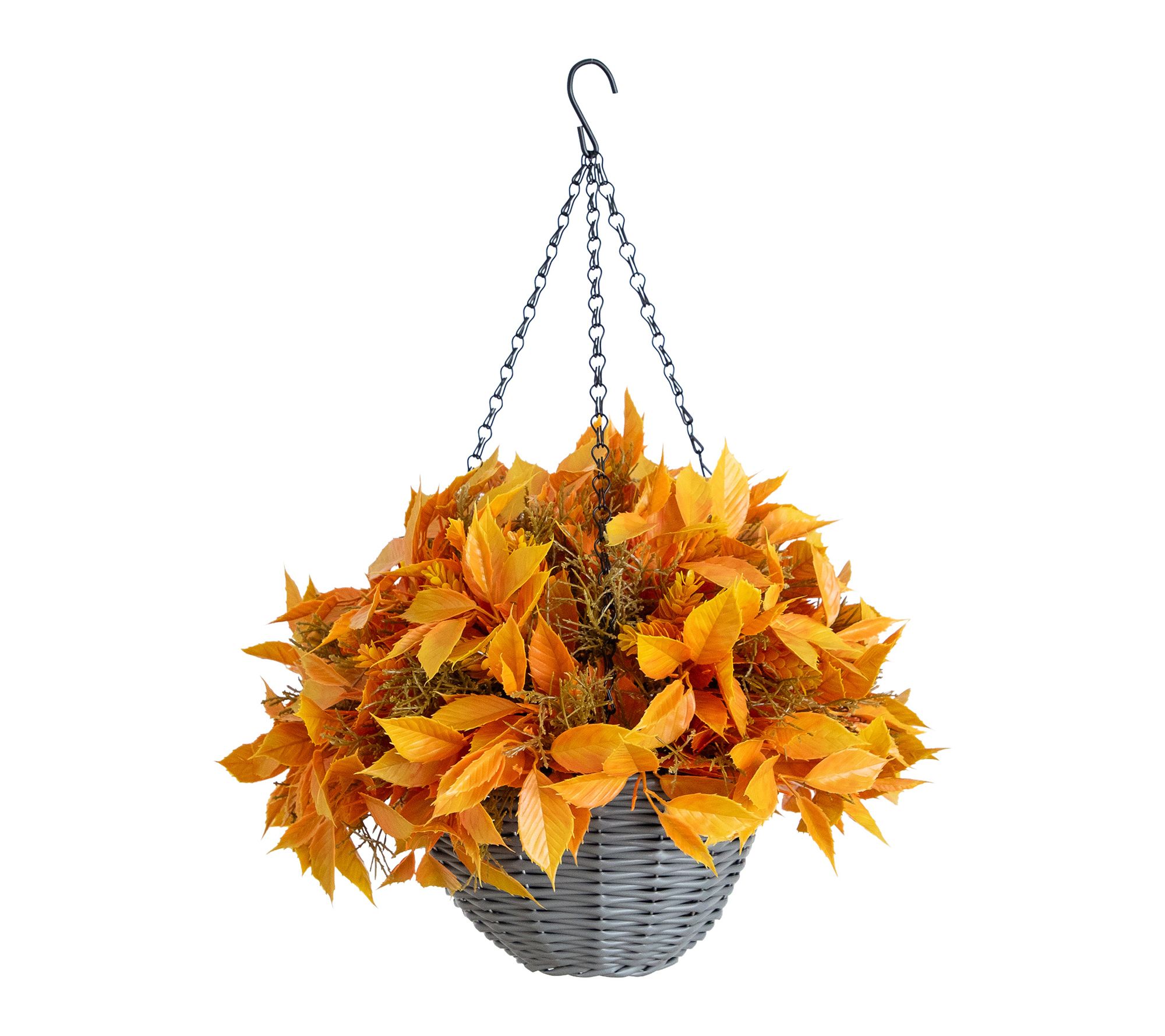 22-in  Fall Foliage Hanging Basket by Nearly Natural