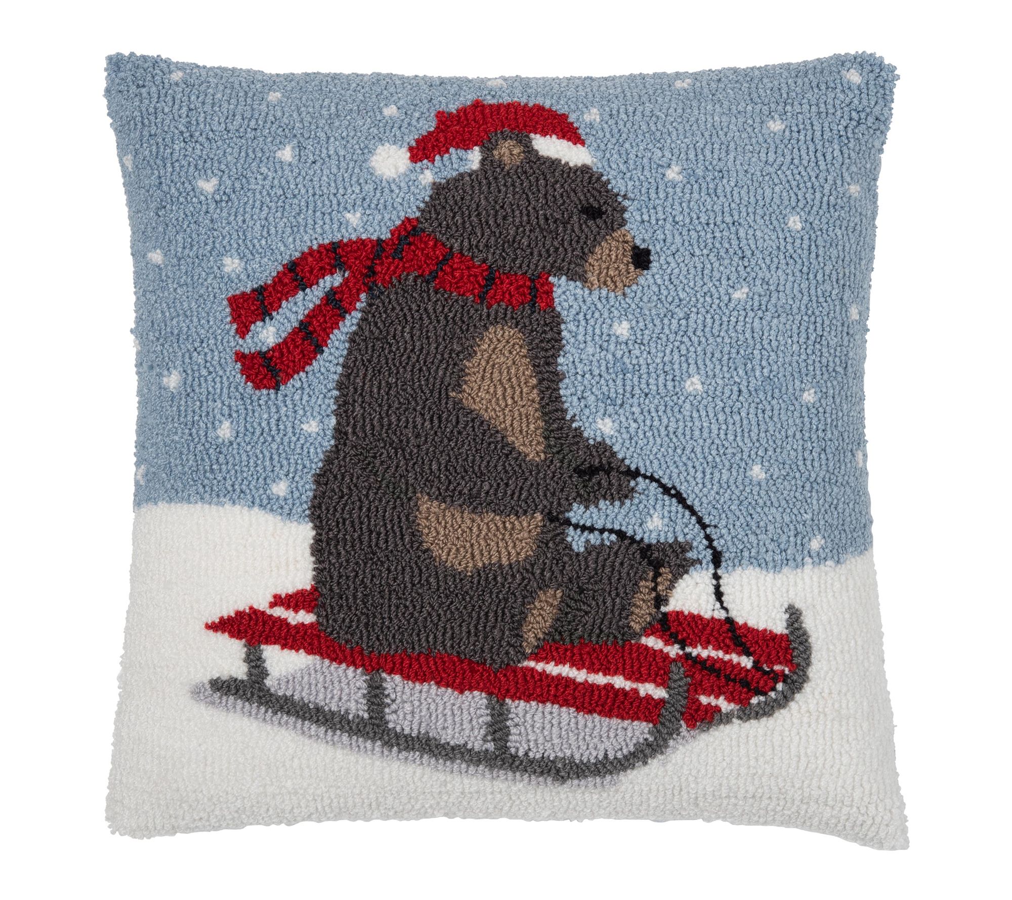 C&F Home Sledding Bear Hooked Pillow
