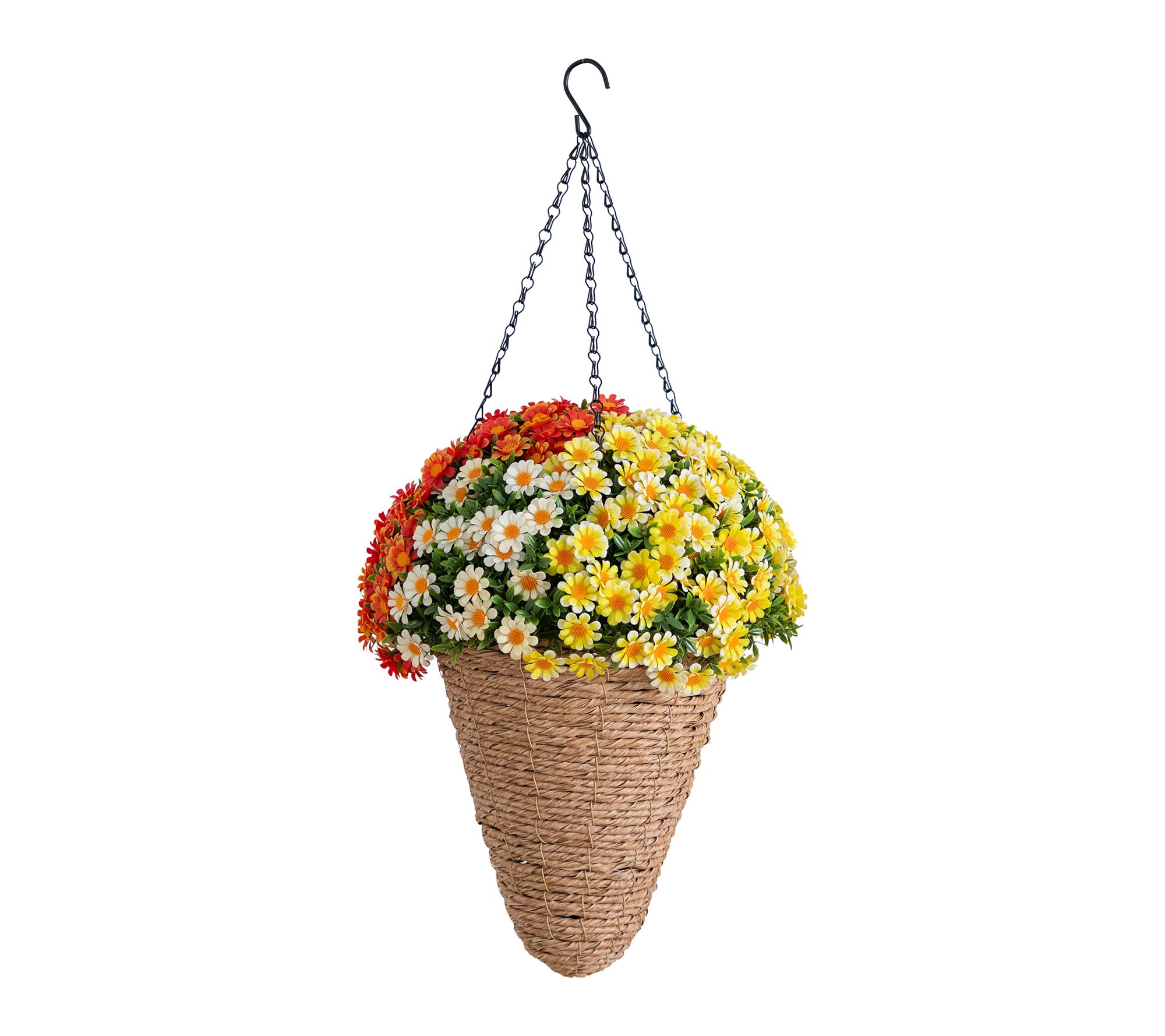 28-in UV Resistant Daisy Hanging Basket by Nearly Natural