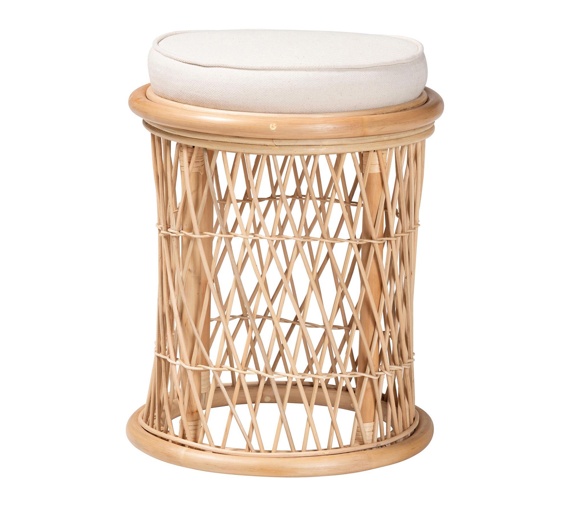 bali & pari Junius Natural Rattan Ottoman Footstool