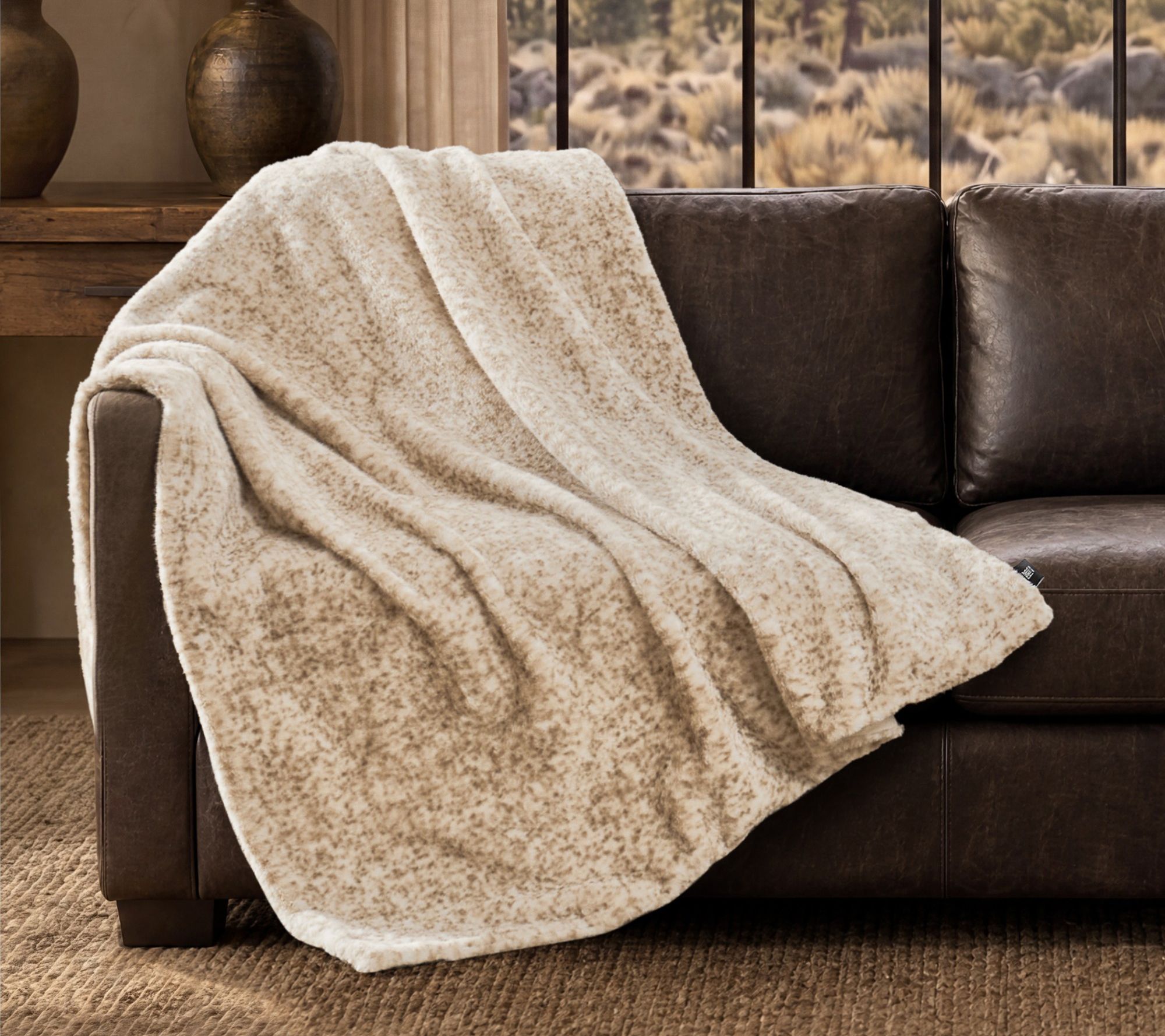 Frye Fawn Faux Fur 50x70 Throw in Gift Box | QVC