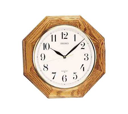 Seiko Wall Clock with Curved Glass & Solid OakCase - QVC.com