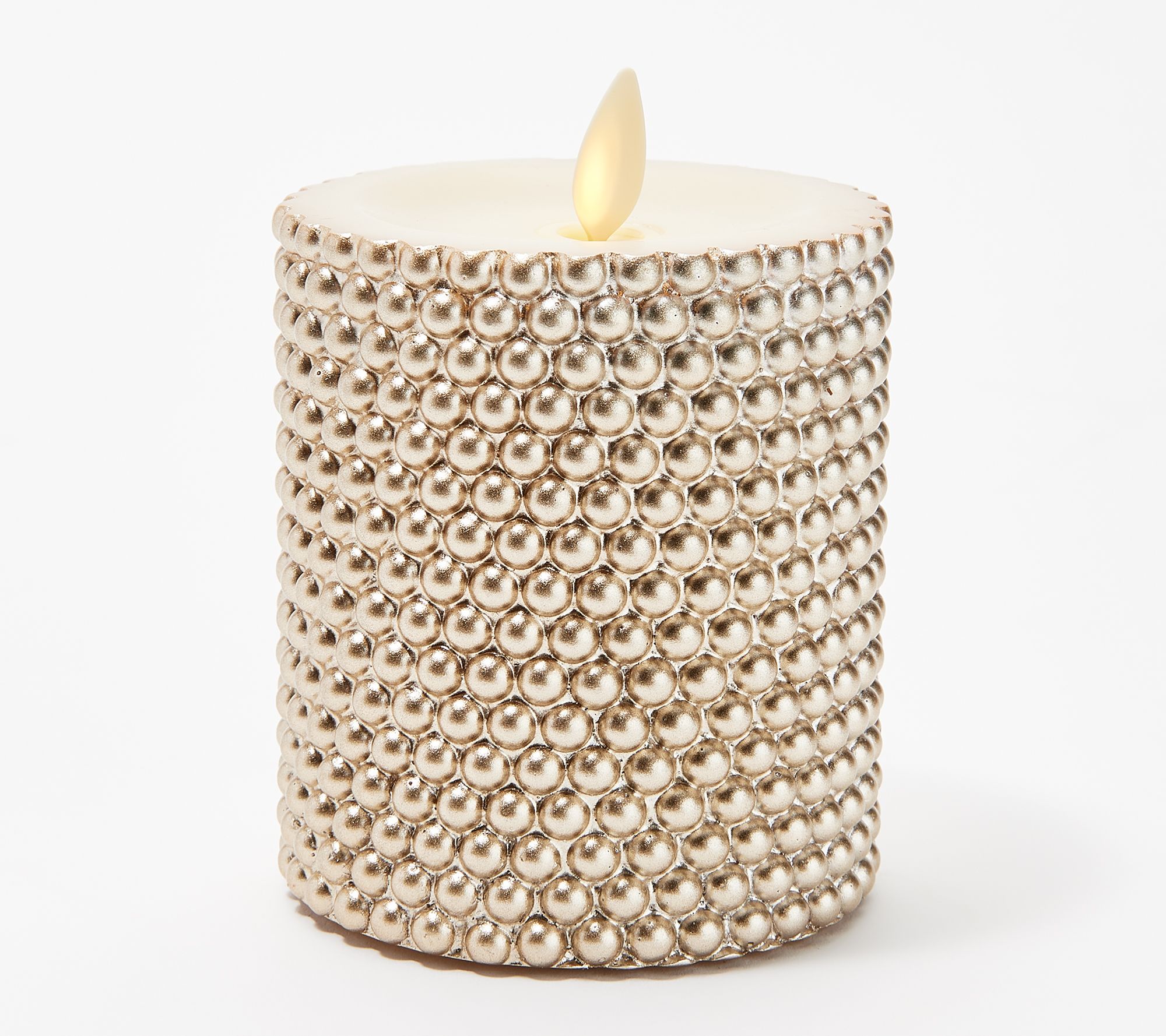 Luminara S/2 4" and 6" Pearl Embossed Pillar Candles with Remote