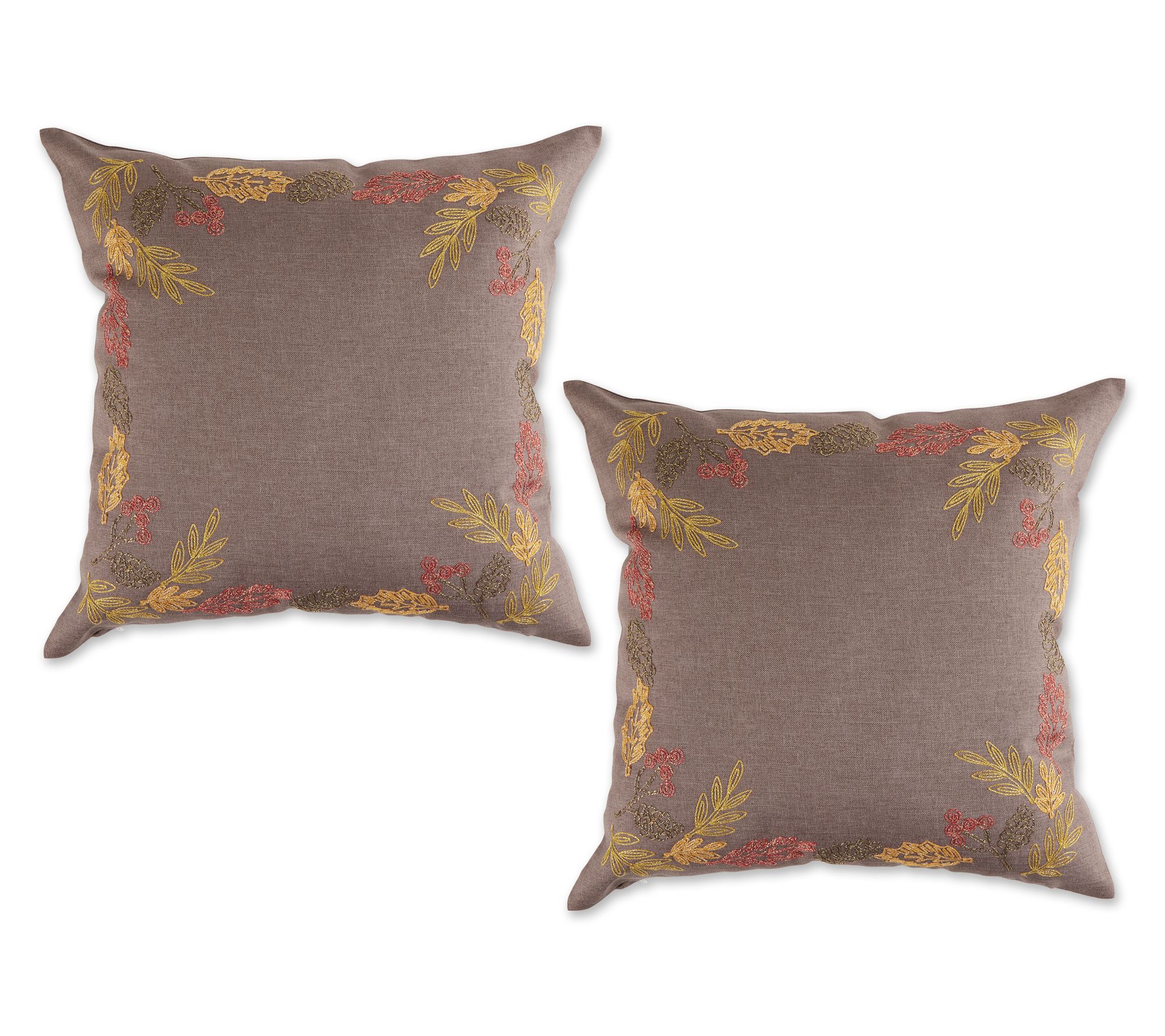 Design Imports Set of 2 Shimmering Leaves Pillow Covers