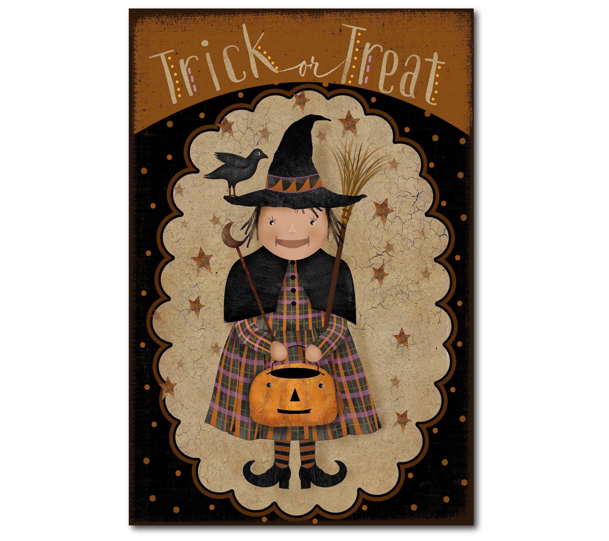 Courtside Market Trick Or Treat Flag 12x18 Canv as Wall Art