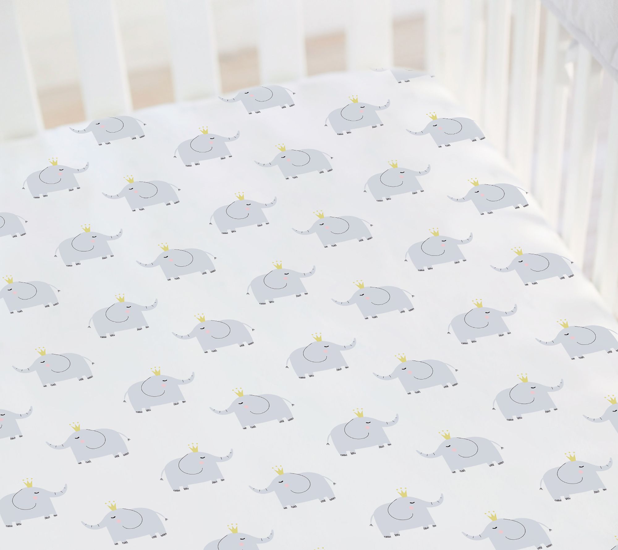 Hello Spud Elephant Fitted Crib Sheet