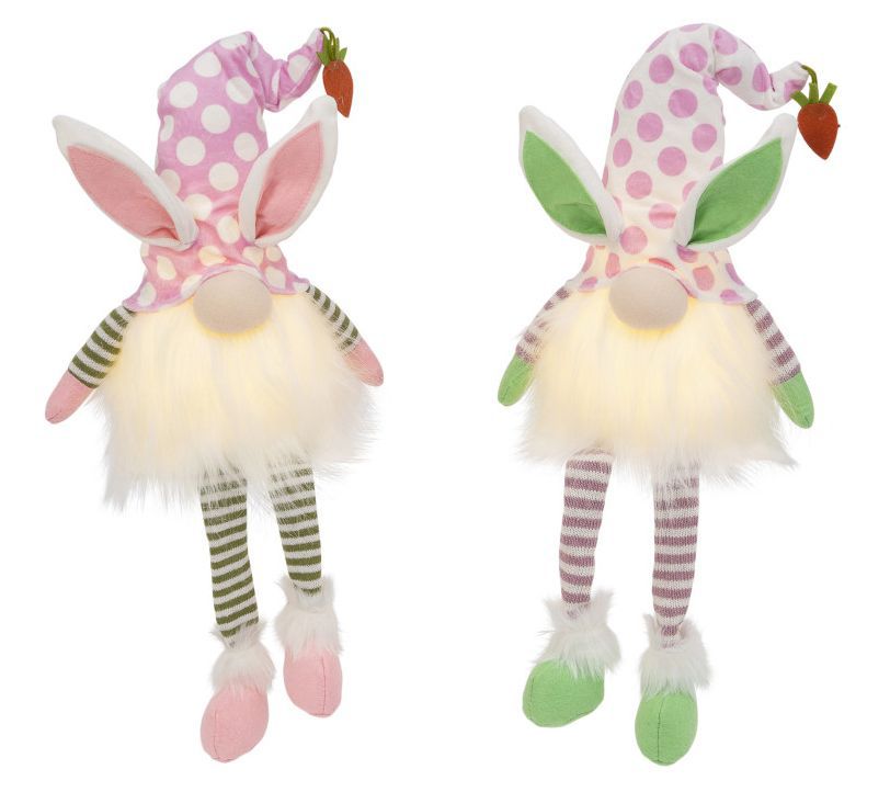 S/2 26.7in H Battery Operated Light Easter Gnome by Gerson Co