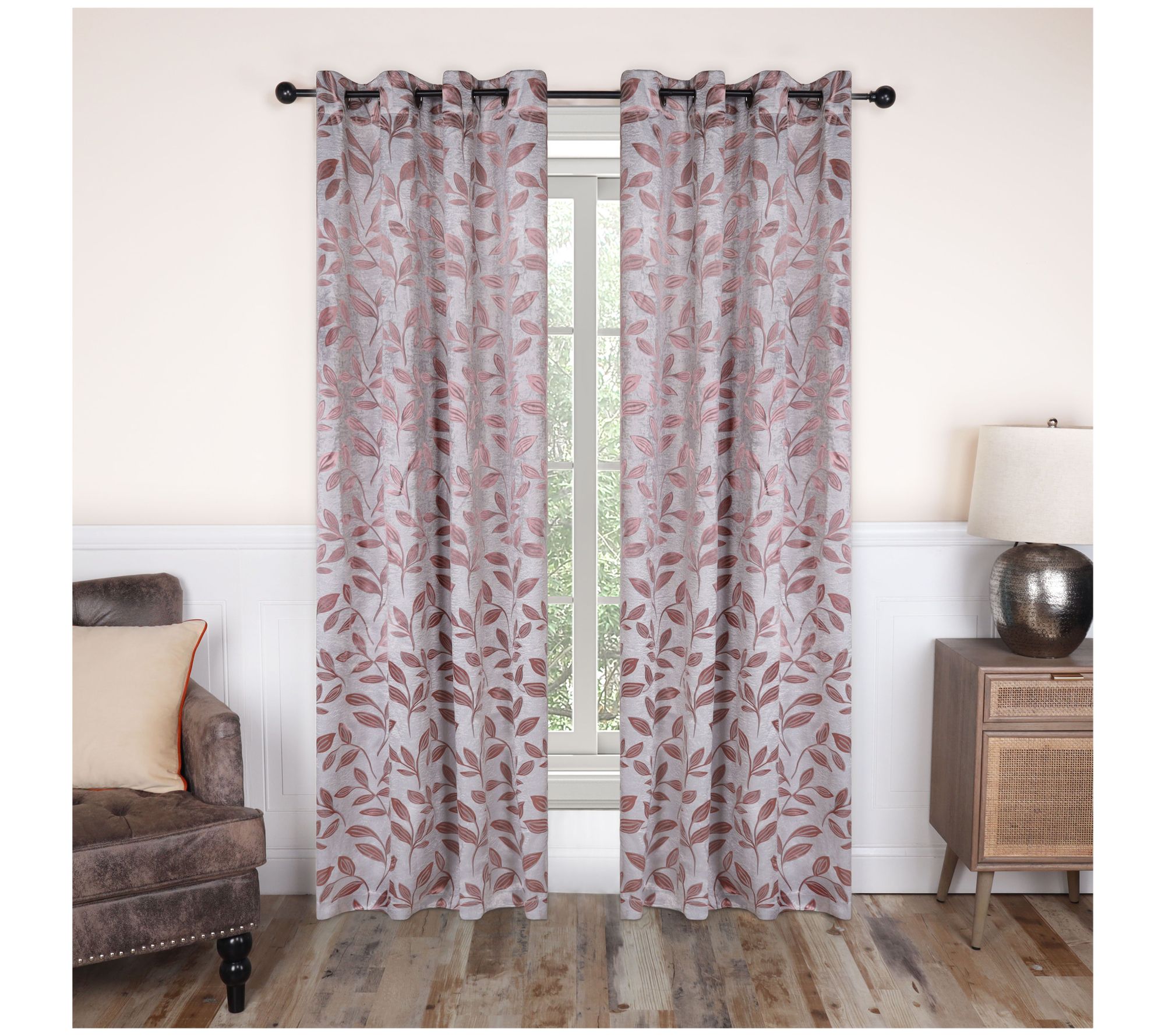 Superior Bohemian Leaves Blackout 2-Piece Curtain Set, 42x84