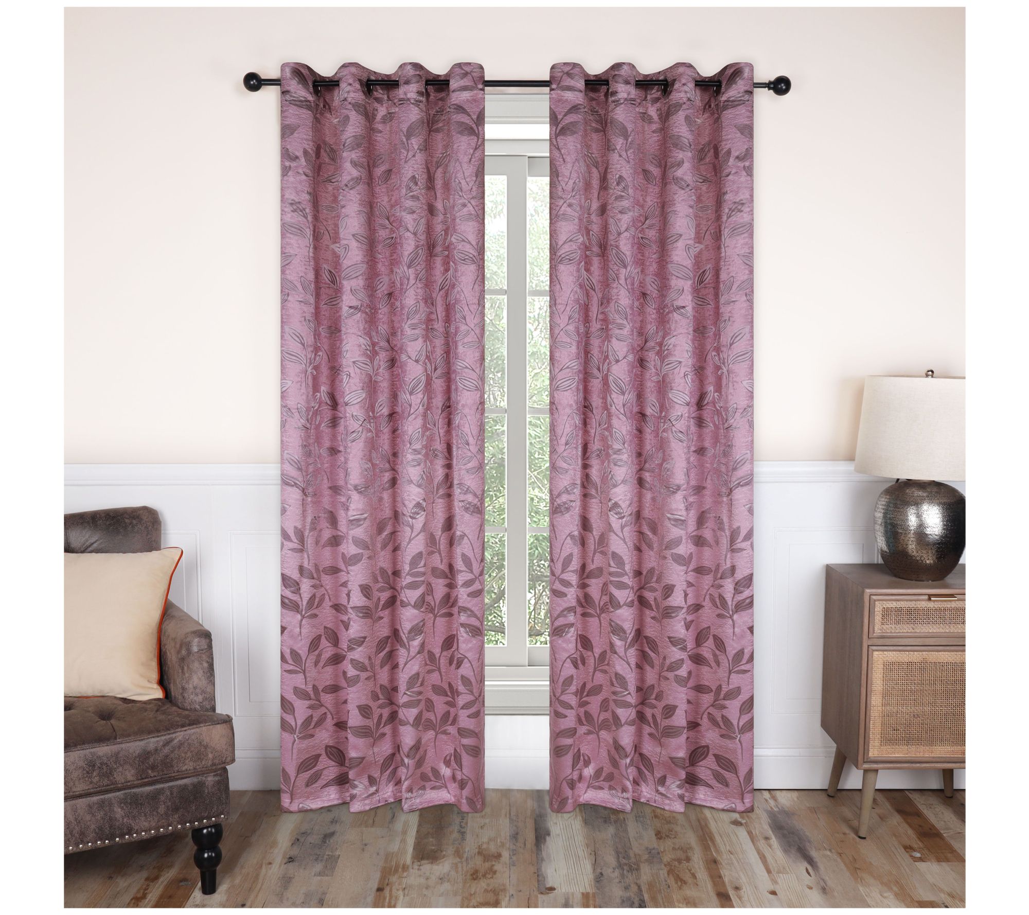 Superior Bohemian Leaves Blackout 2-Piece Curtain Set, 42x84