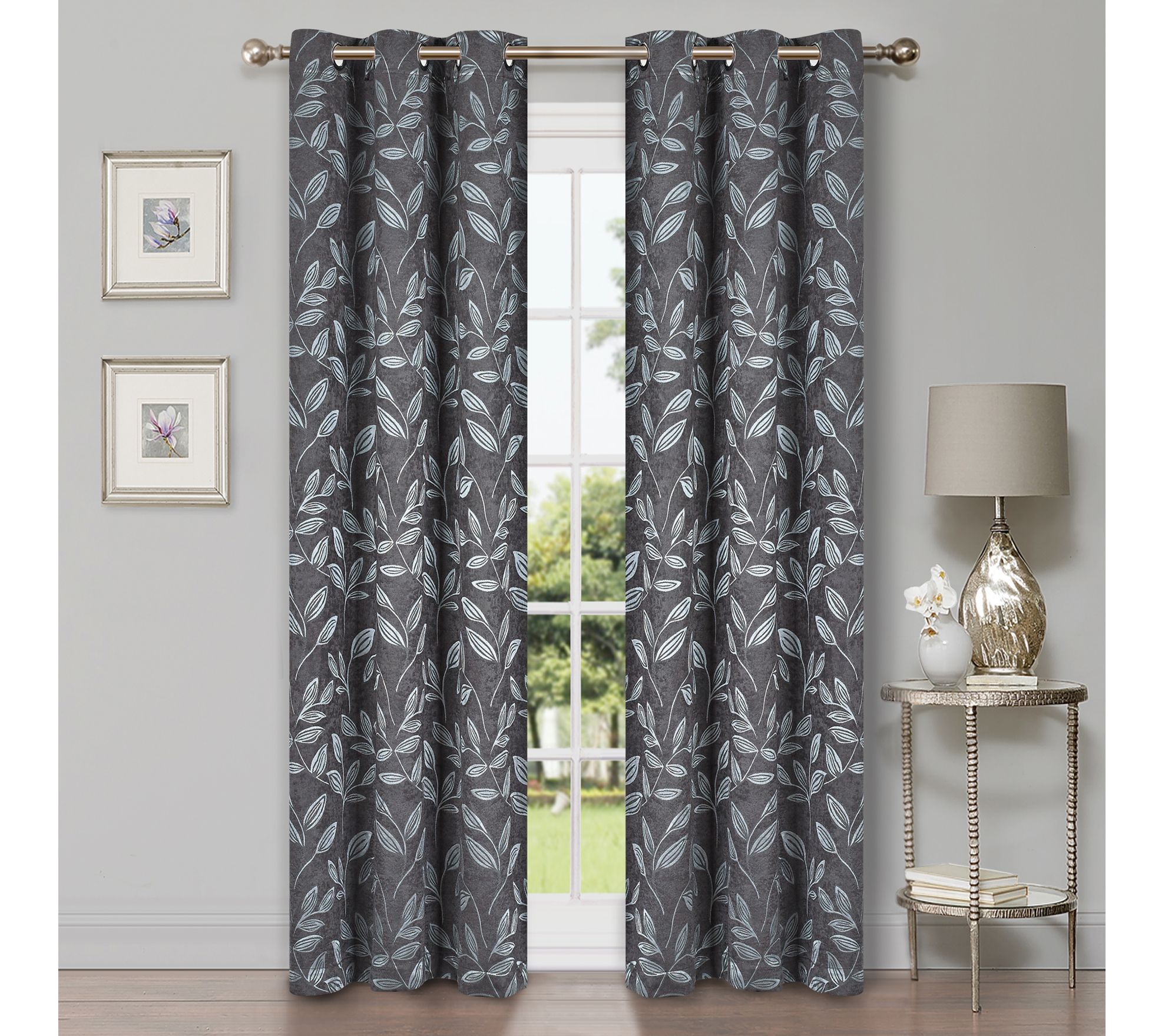 Superior Bohemian Leaves Blackout 2-Piece Curtain Set, 42x84
