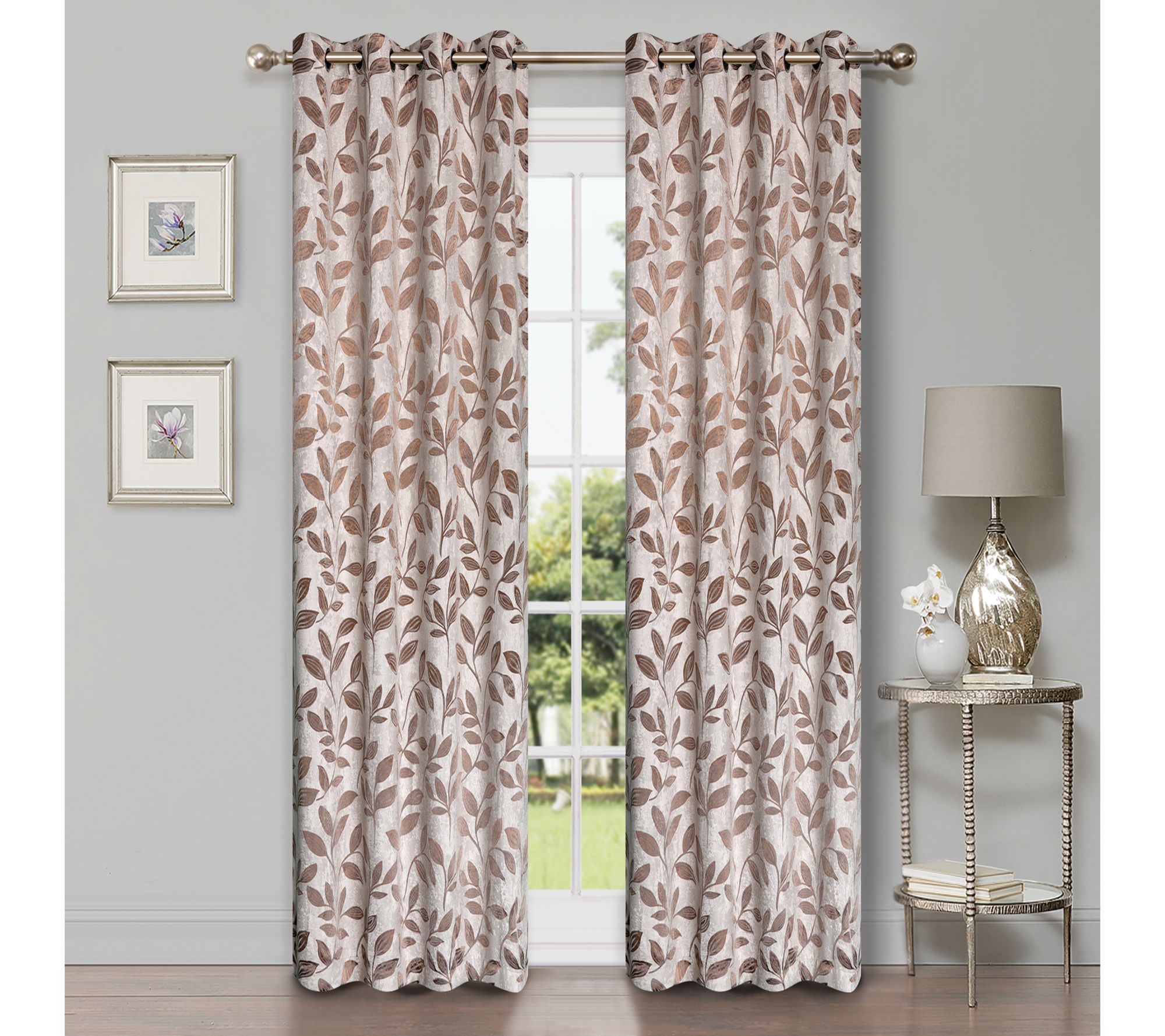 Superior Bohemian Leaves Blackout 2-Piece Curtain Set, 42x84