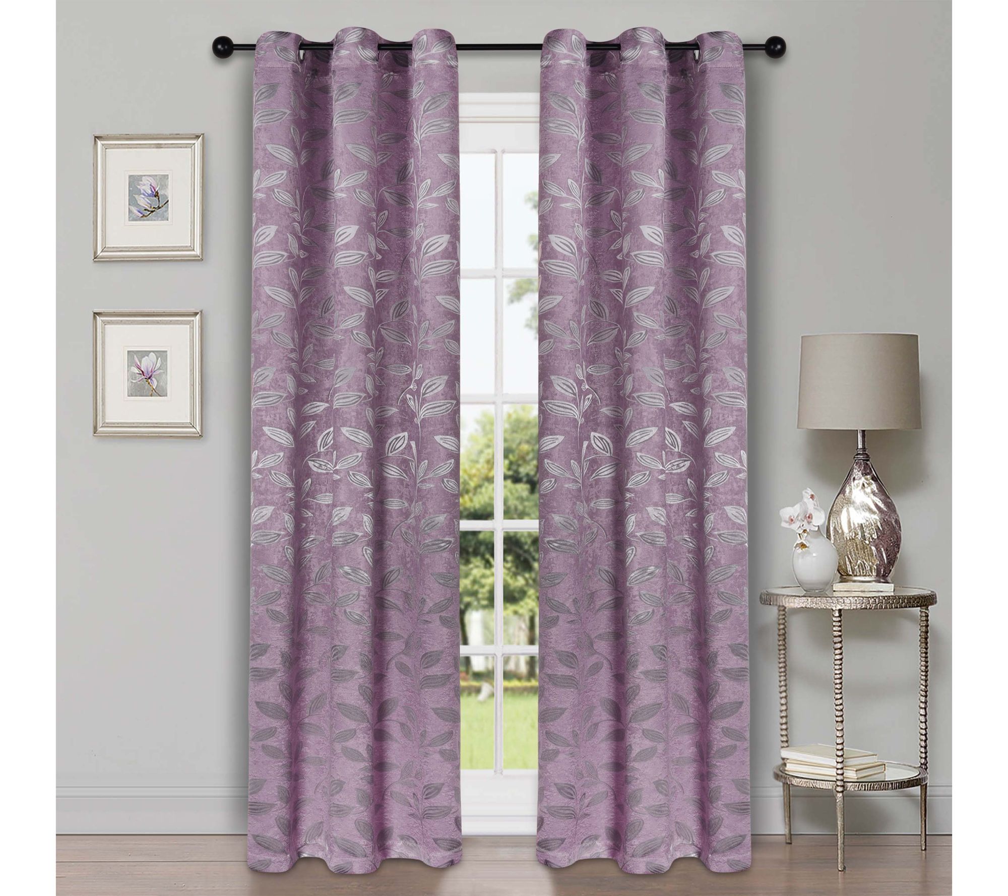 Superior Bohemian Leaves Blackout 2-Piece Curtain Set, 42x84