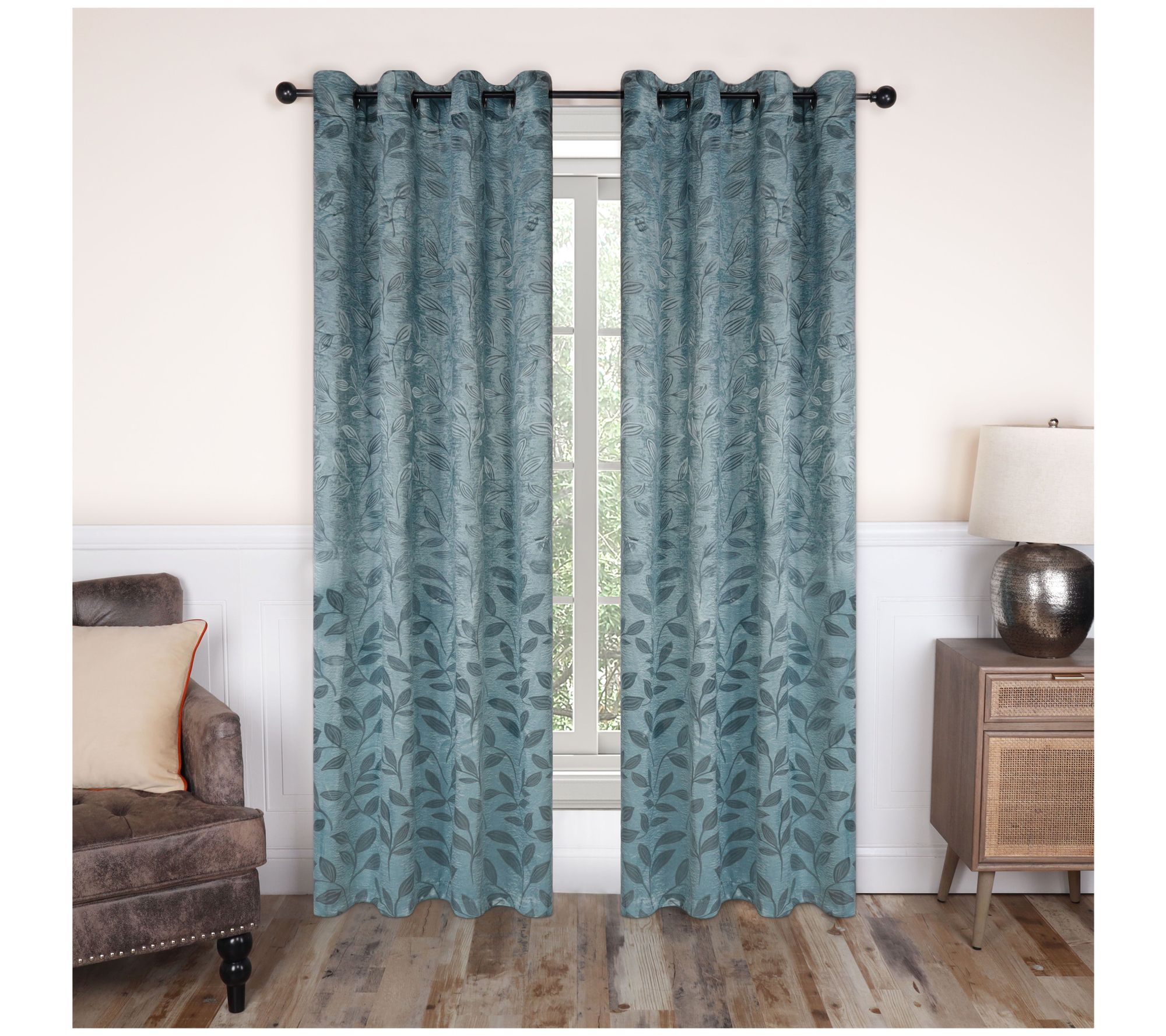 Superior Bohemian Leaves Blackout 2-Piece Curtain Set, 42x84