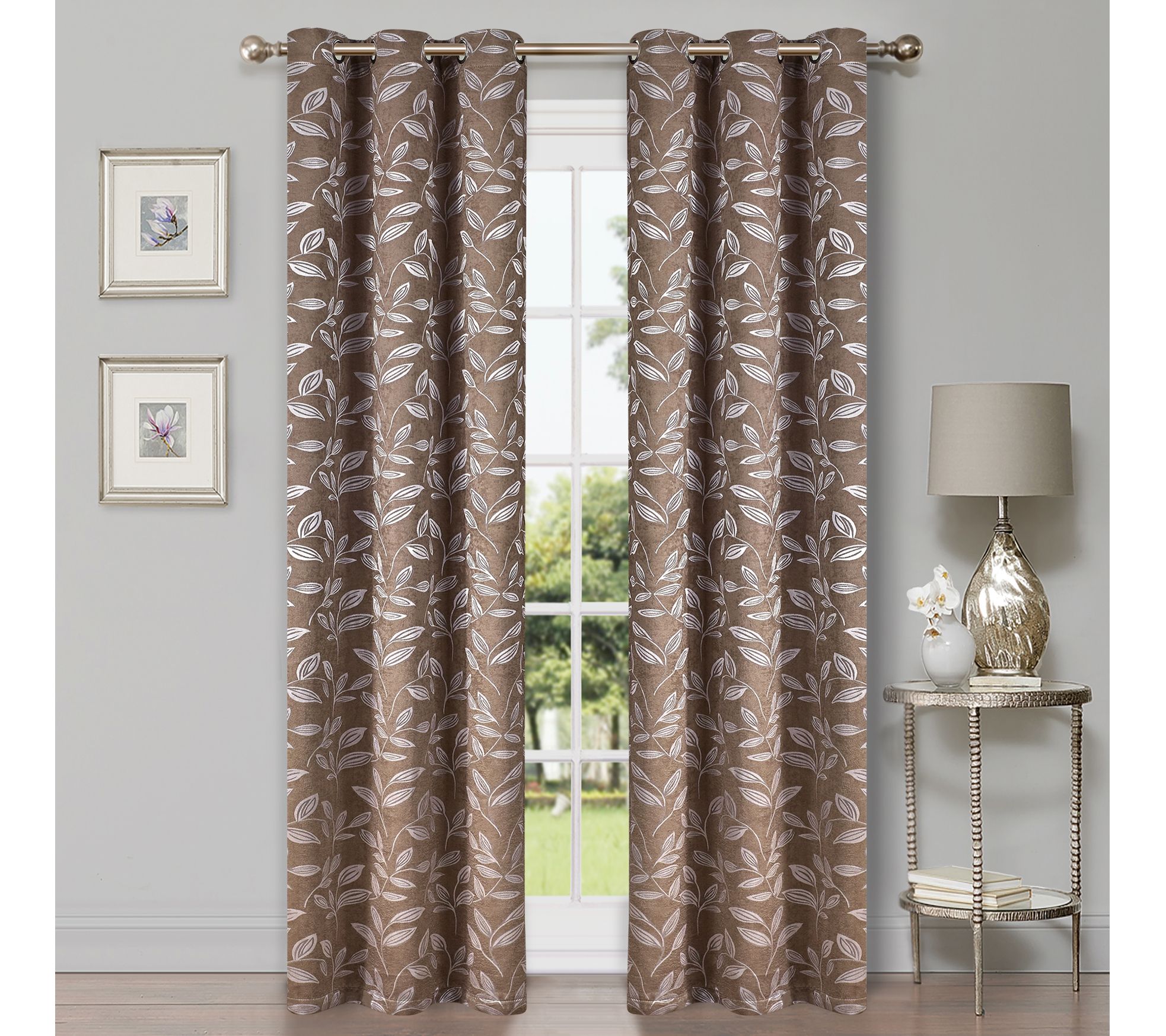 Superior Bohemian Leaves Blackout 2-Piece Curtain Set, 42x84