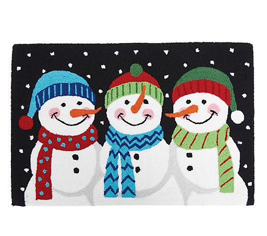 2' x 3' Snowman Trio Hooked Christmas Area Rugby Valerie